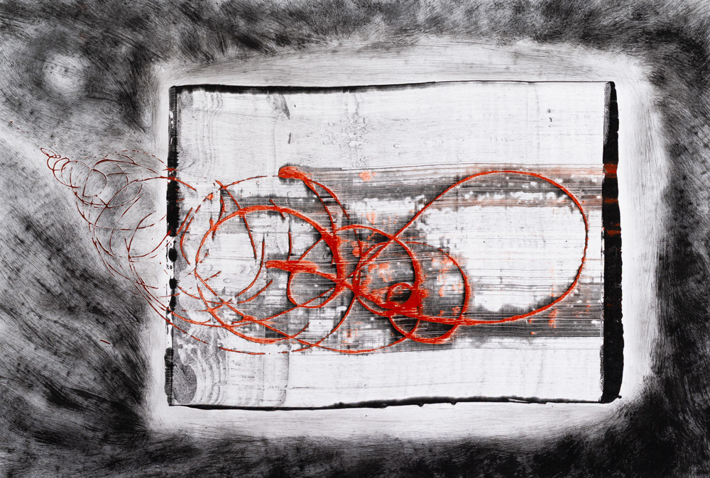 Acrílico, tinta litográfica, y pigmentos sobre papel. 100 x 70 cms. 2025.
