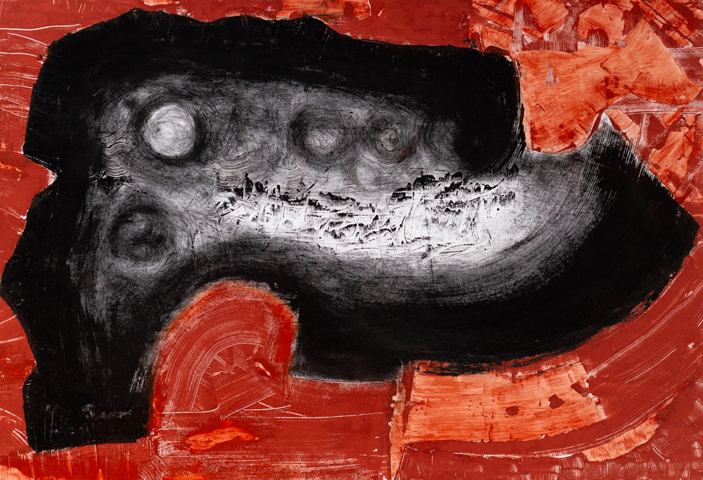 Tinta litográfica, y pigmentos sobre papel. 100 x 70 cms. 2025.
