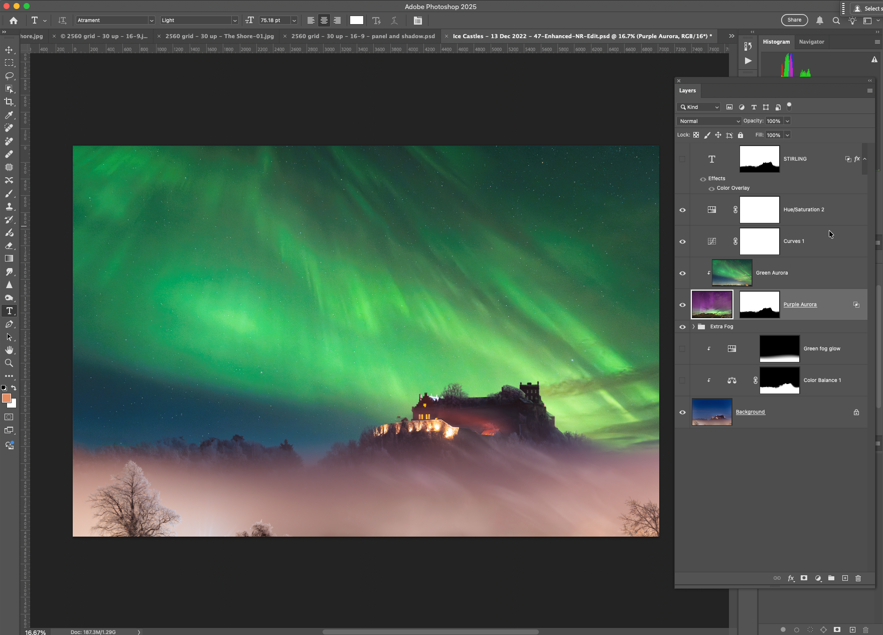 Adjustment Layers - Curves for tone, Hue/Saturation for some colour tweaking - added to make the whole scene pop a bit more.