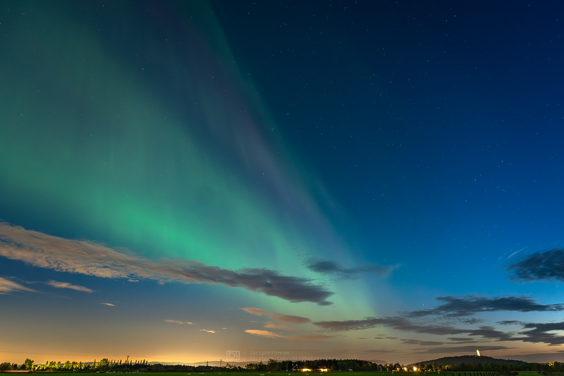 Aurora - 10 May 2024. Whilst I'd set up expecting them to appear over the hills to the north, these big flowing curtains were manifesting themselves behind me to the south.