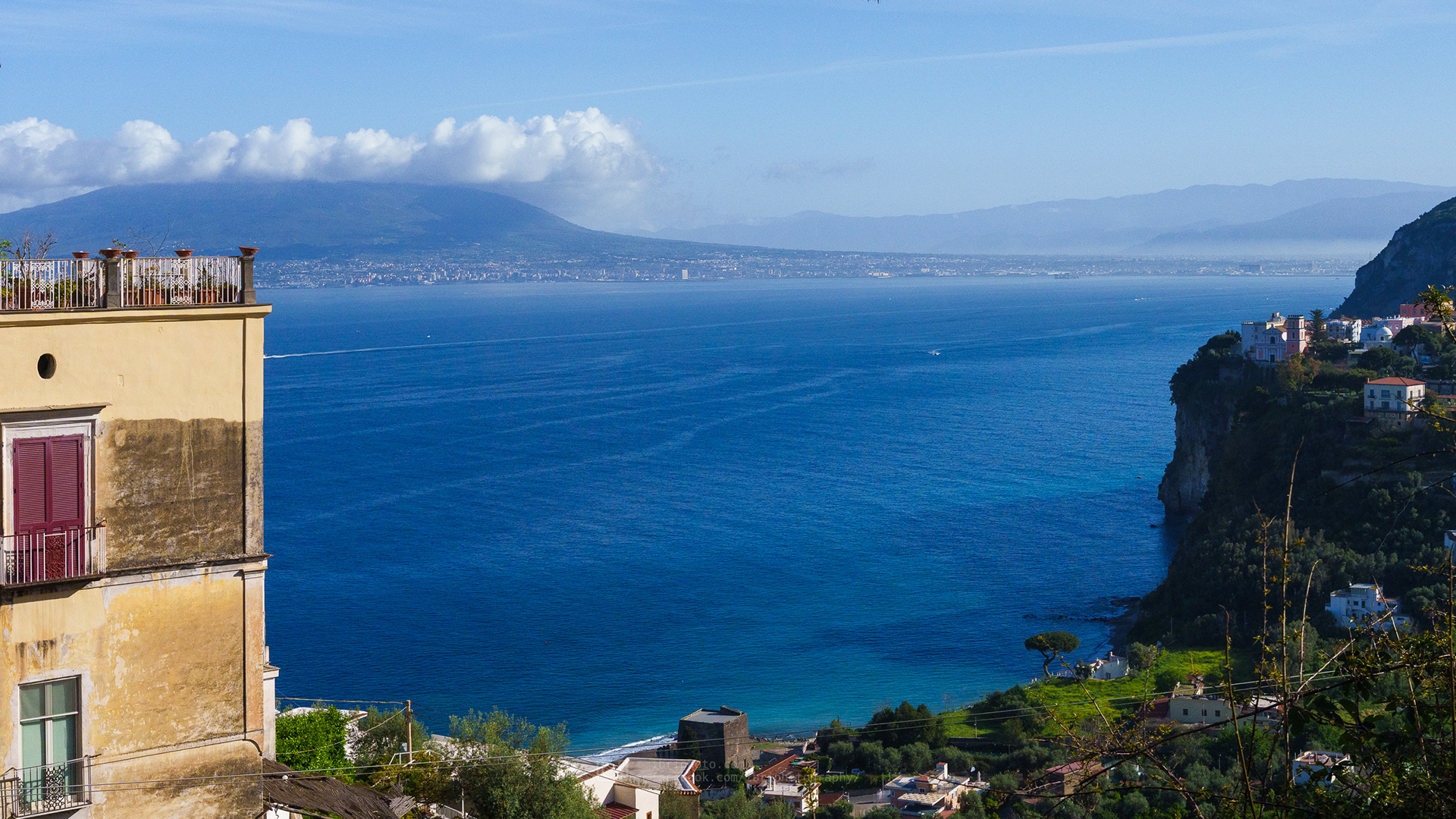 Cloud covered Mount Vesuvius