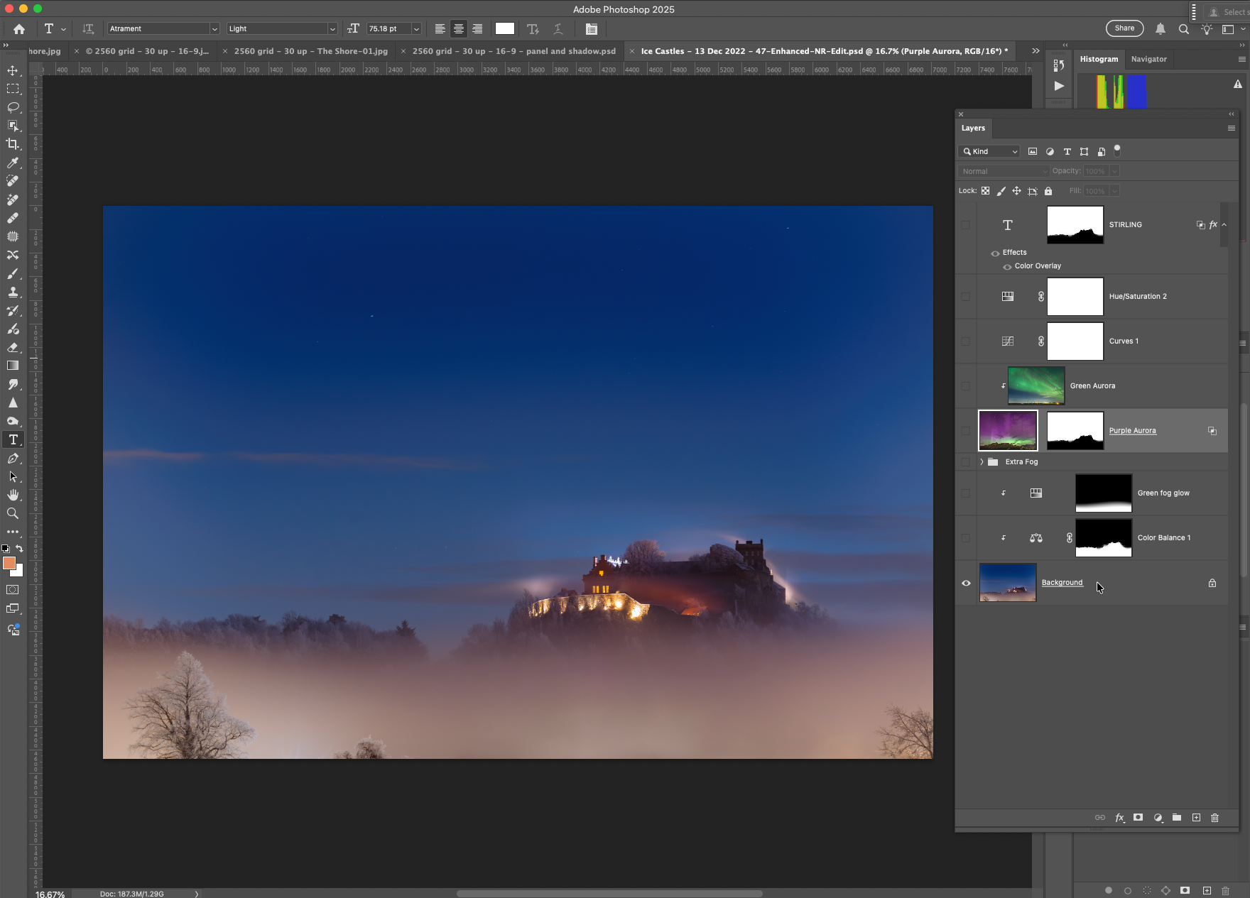 Base Image - a foggy Stirling Castle from December 2022