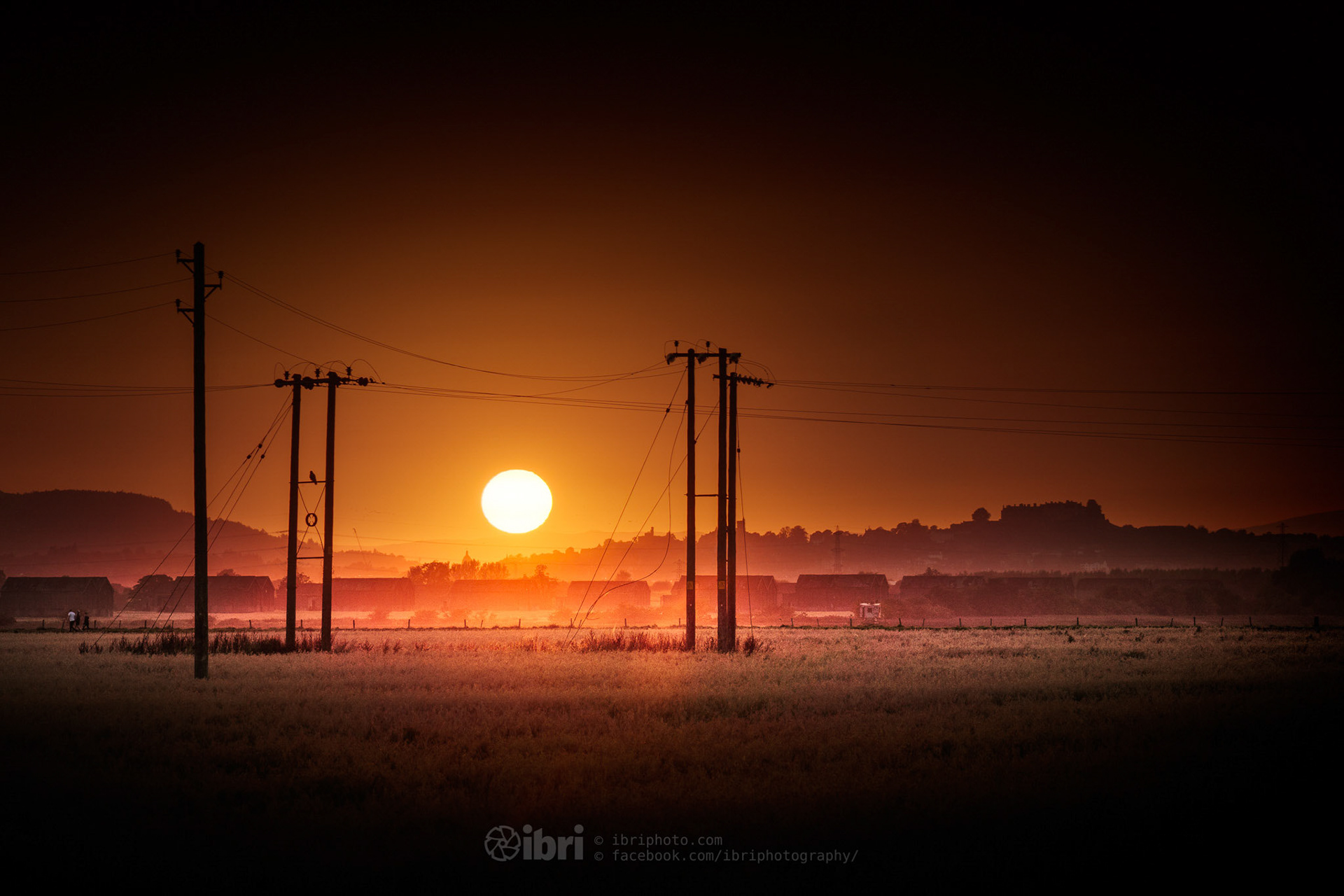 September sunset over the skyline of Stirling, Scotland