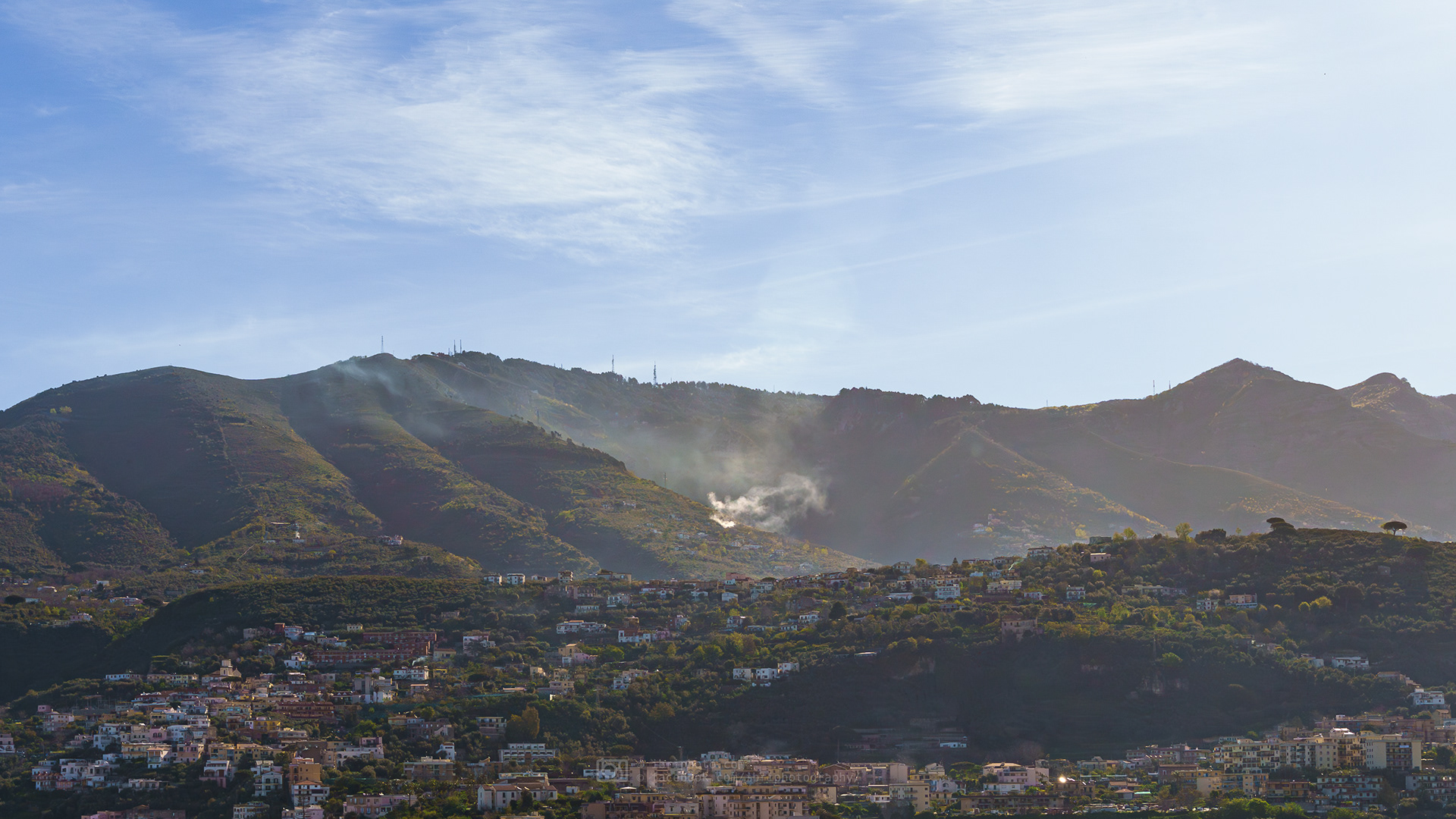 Brush fire on the hillside