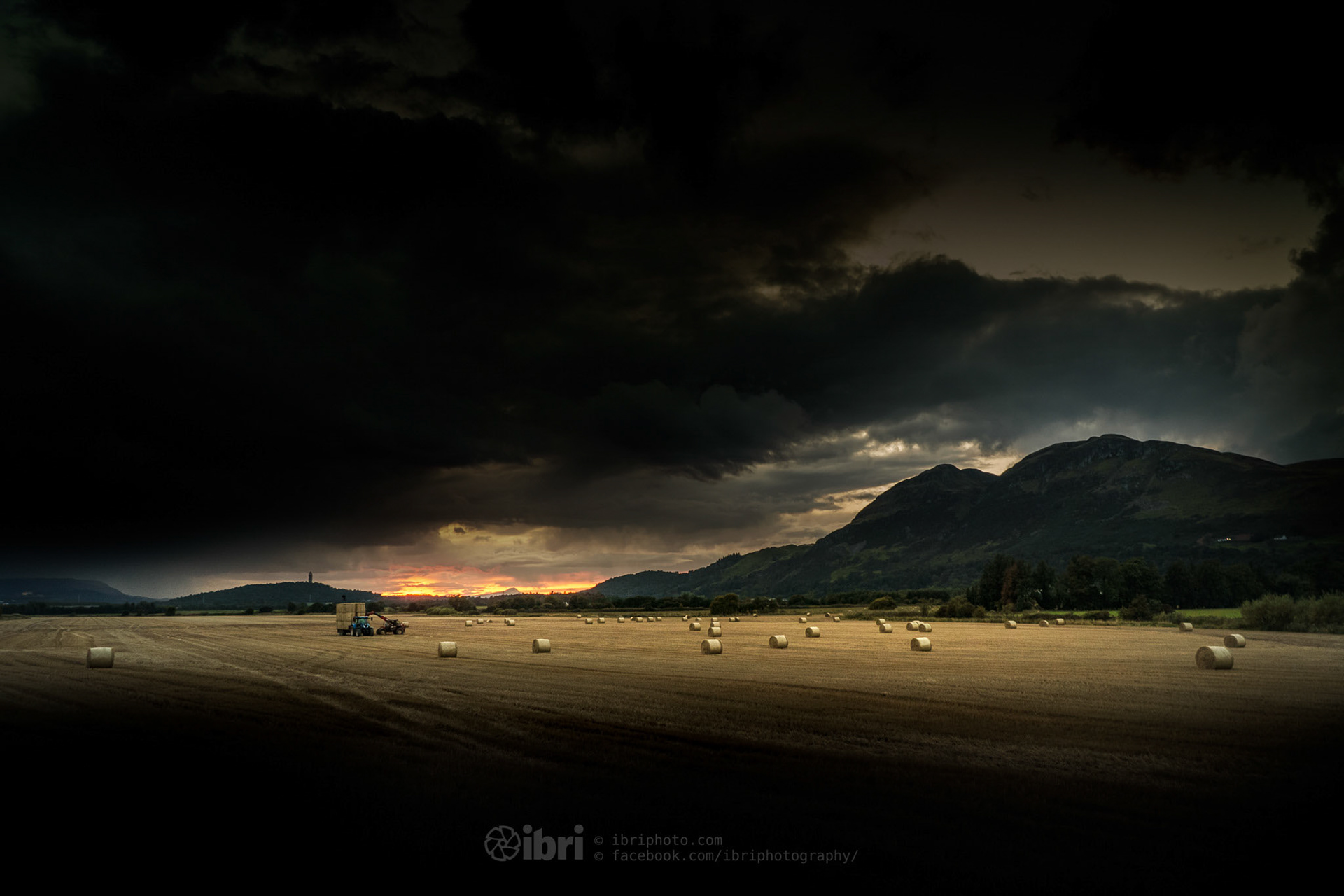 A fiery sunset behind Wallace Monument, Stirling