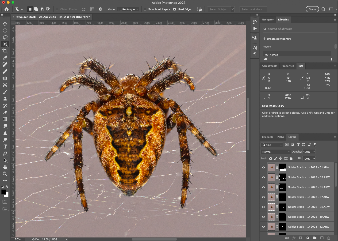 This does most of the hard work, analysing the sharpest areas of each layer, masking them very precisely, and creating a composite that is in focus from near the lens to farther off.