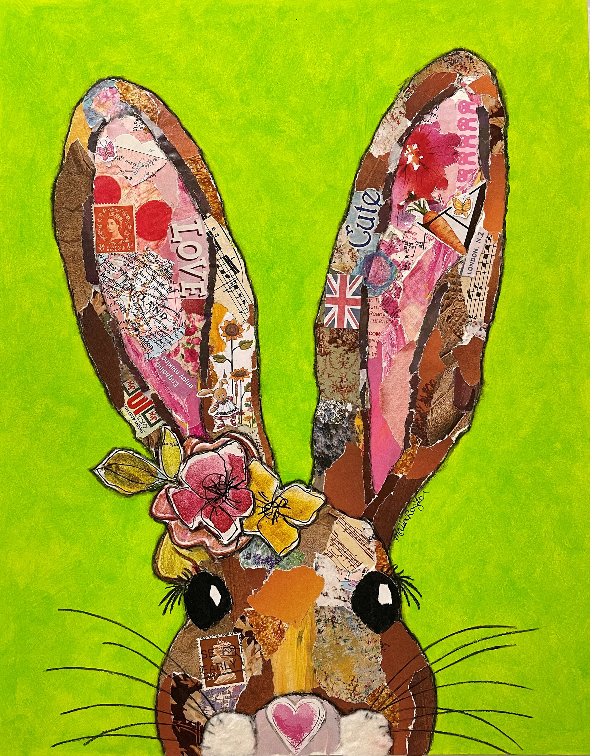 Lady Harriet" 11"x14" paper collage on canvas