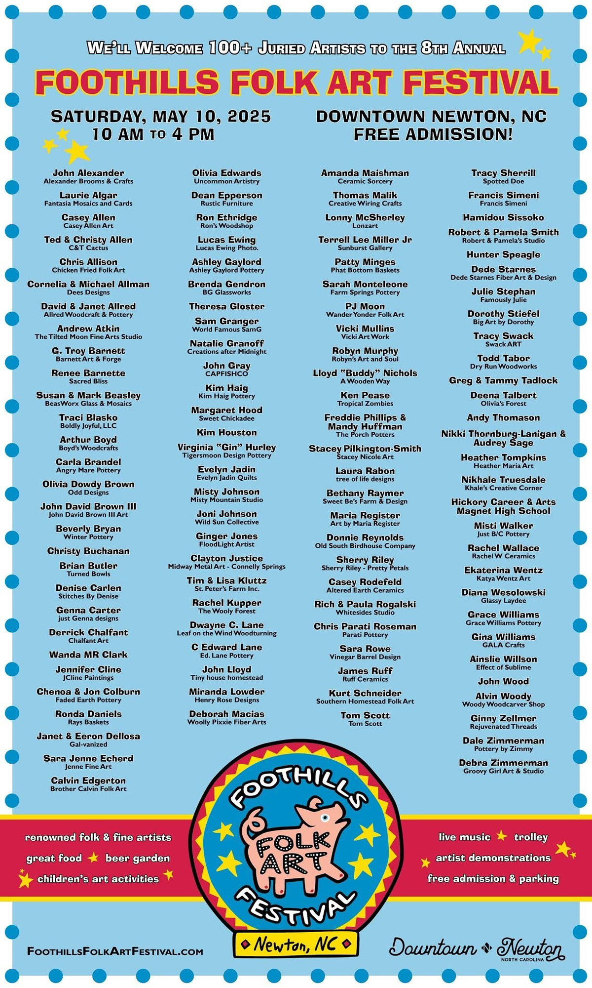 May 2025 Foothills Folk Art Festival, Newton, NC