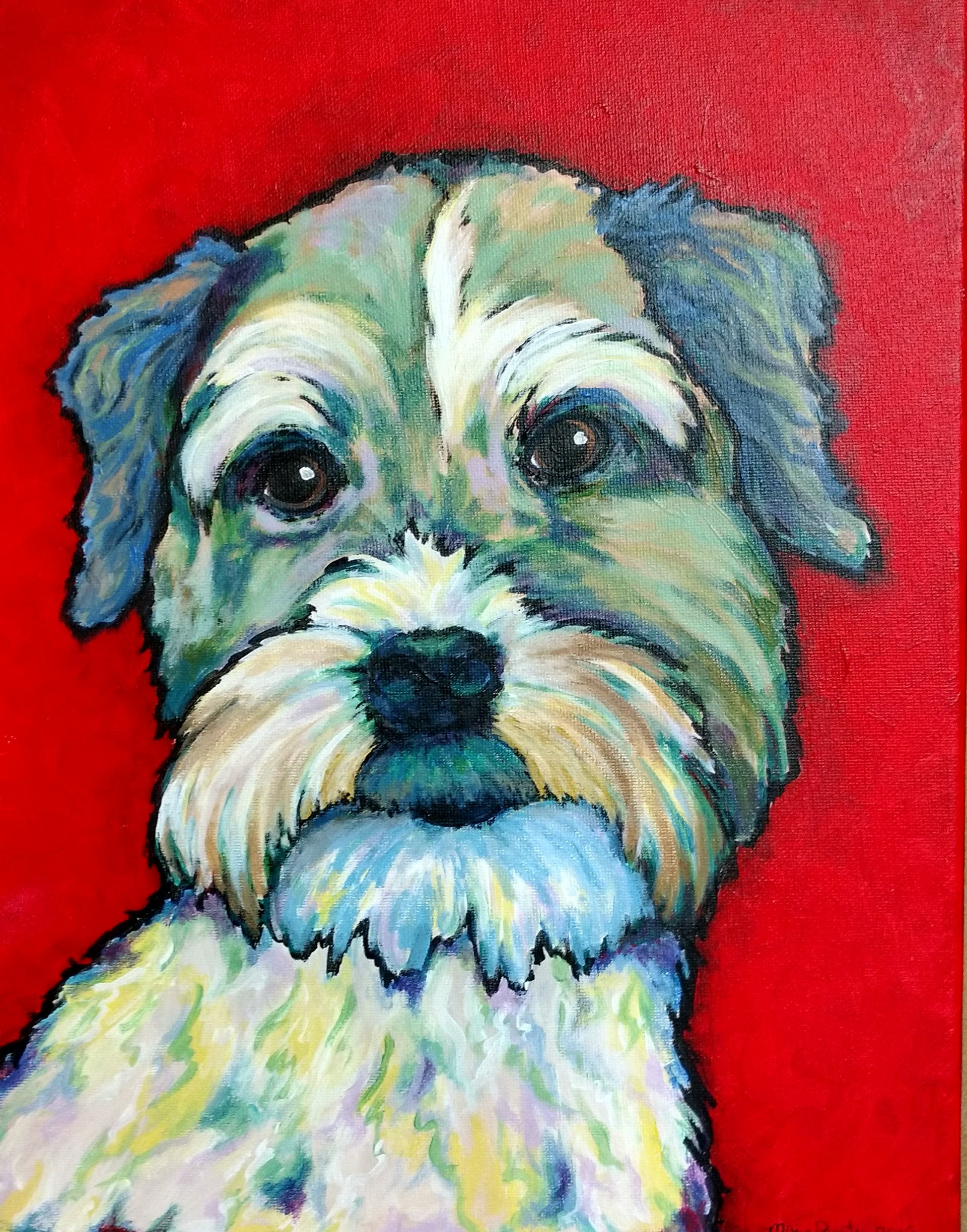 "Square" 11"x14" acrylic pet portrait