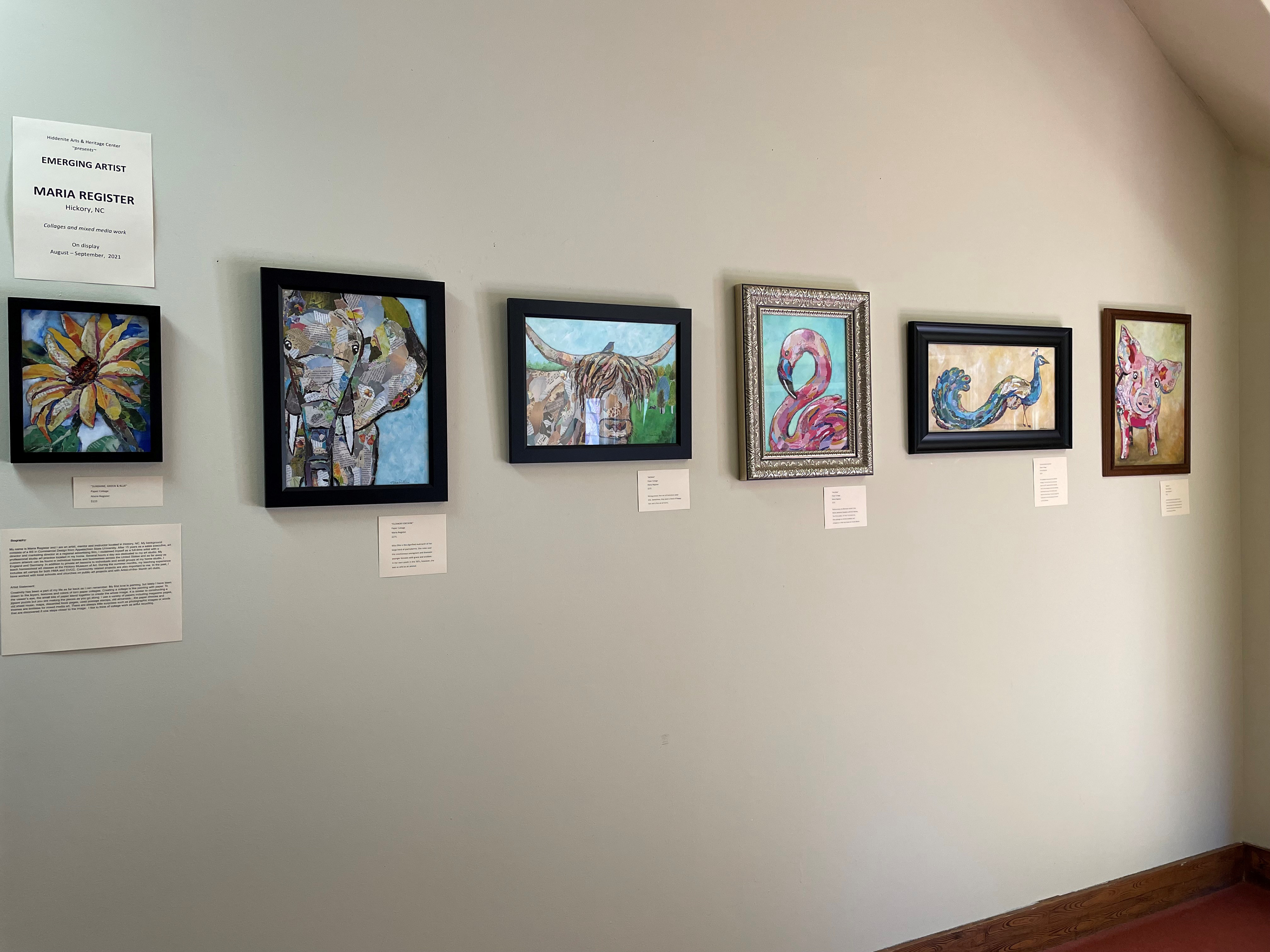 2021 (Aug-Sept) Emerging Artist at the Hiddenite Arts & Heritage Center, Hiddenite, NC