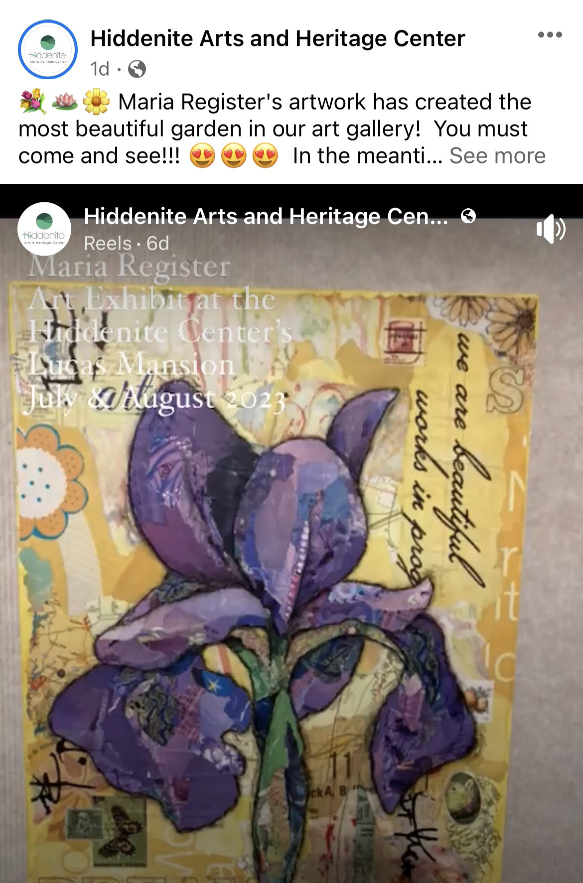 2023 (Aug) Hiddenite Arts & Heritage Center IG post
