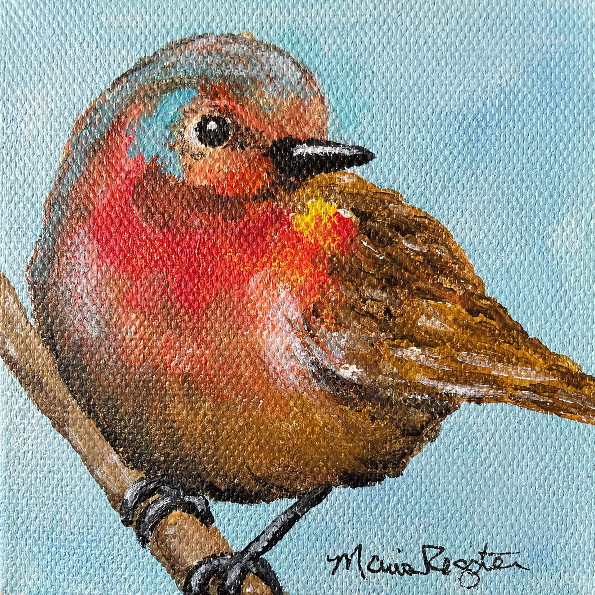 "Theodore" 4"x4" acrylic on canvas