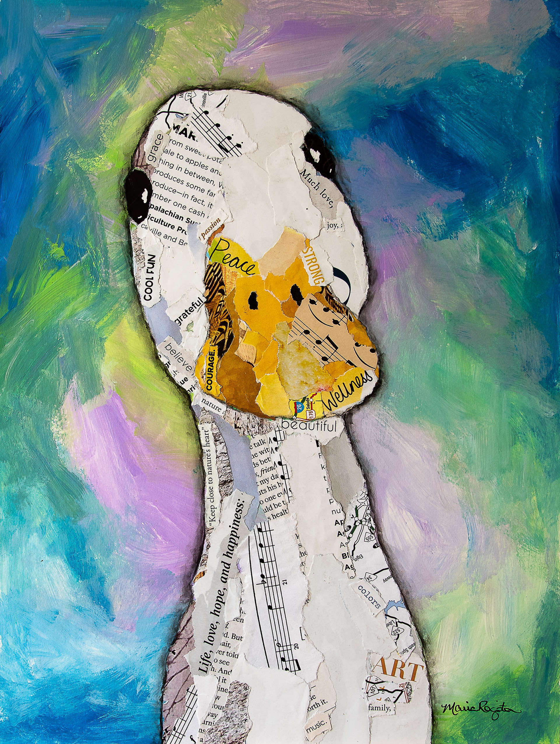 "Greta" 11"x14" paper collage; SOLD; prints available