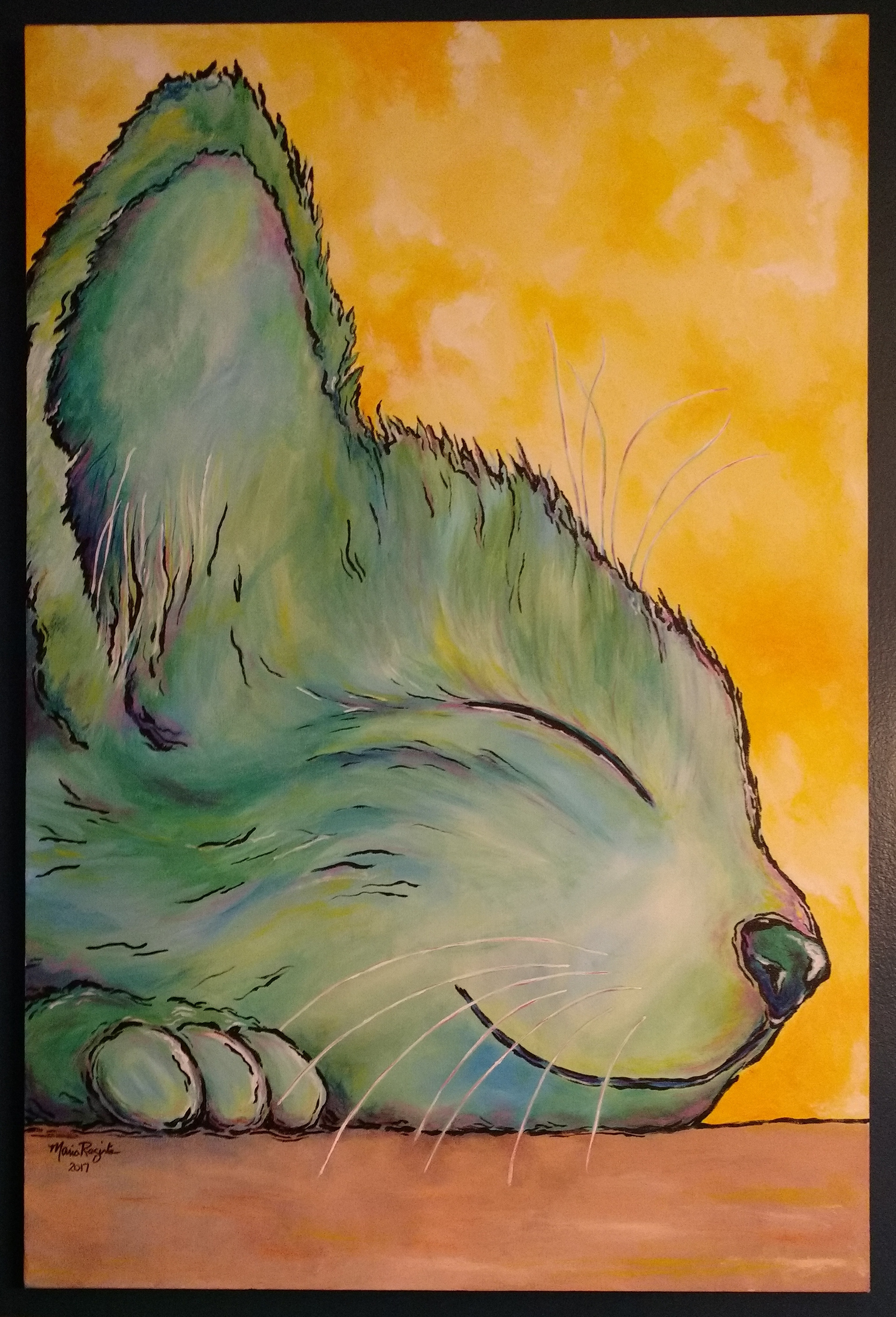 "Green Kitty" - 24"x36" acrylic on canvas