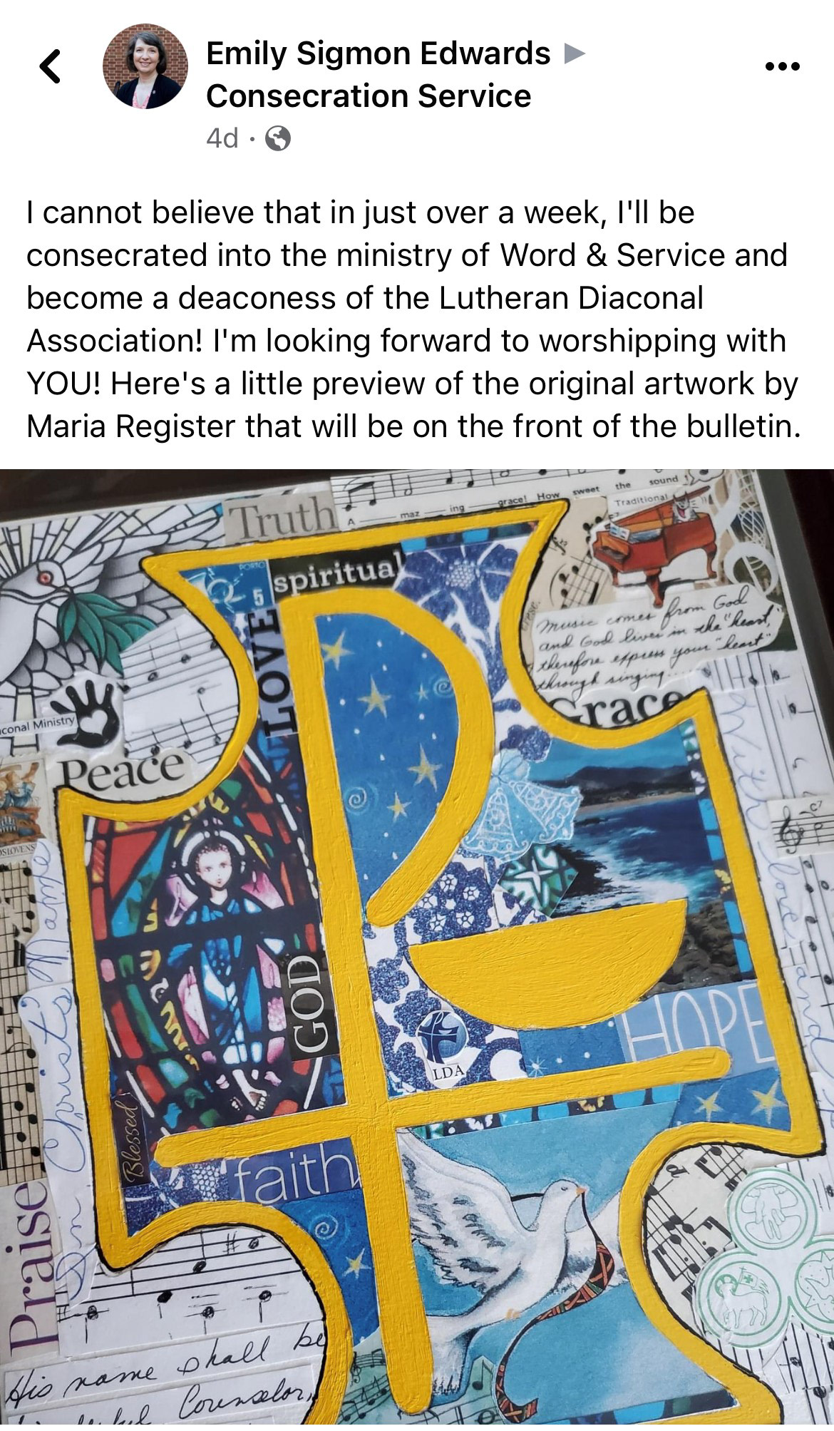 2023 (Jan) Artwork on bulletin of Consecration Service