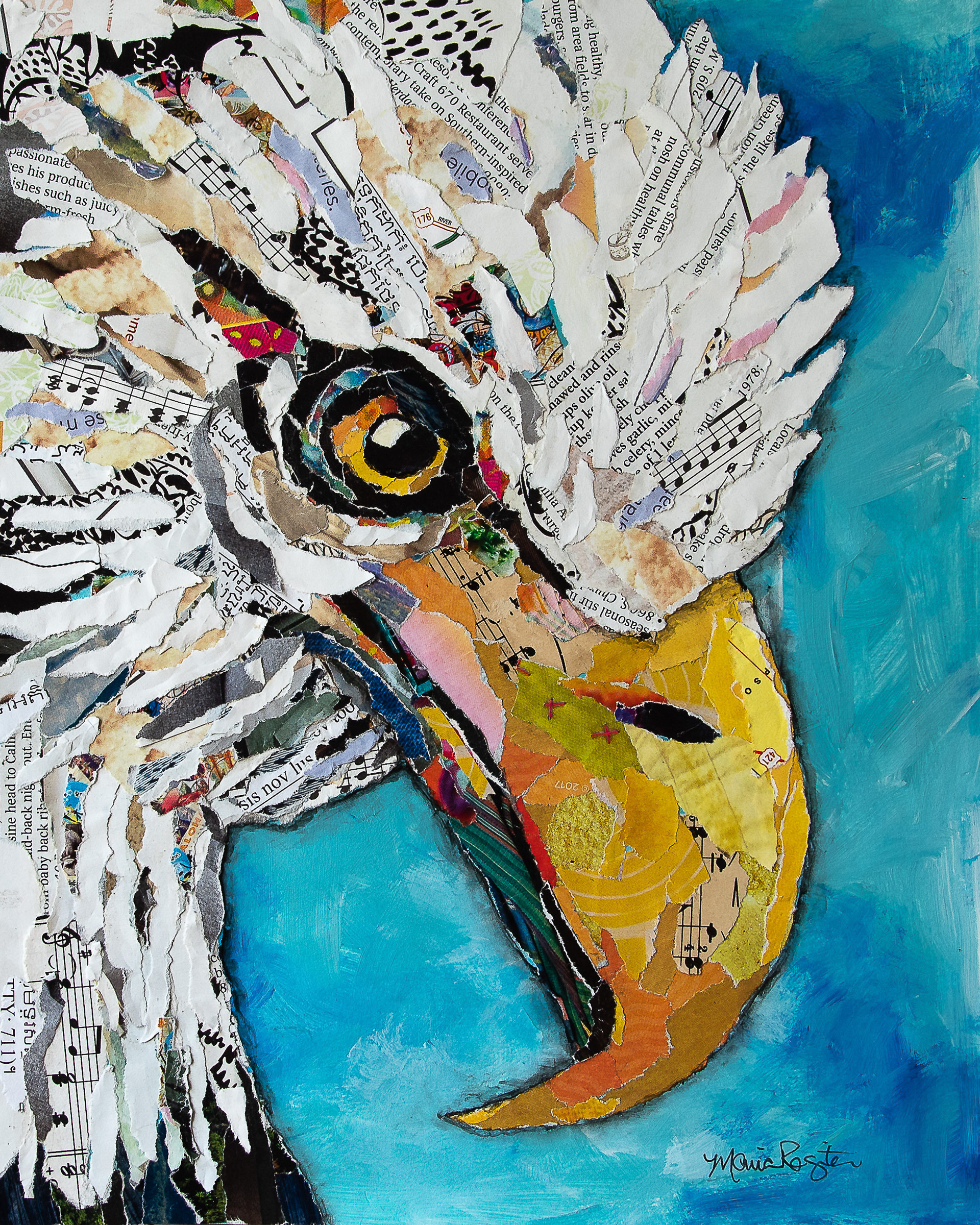 "Eagle Eye" 8"x10" paper collage; SOLD; prints available