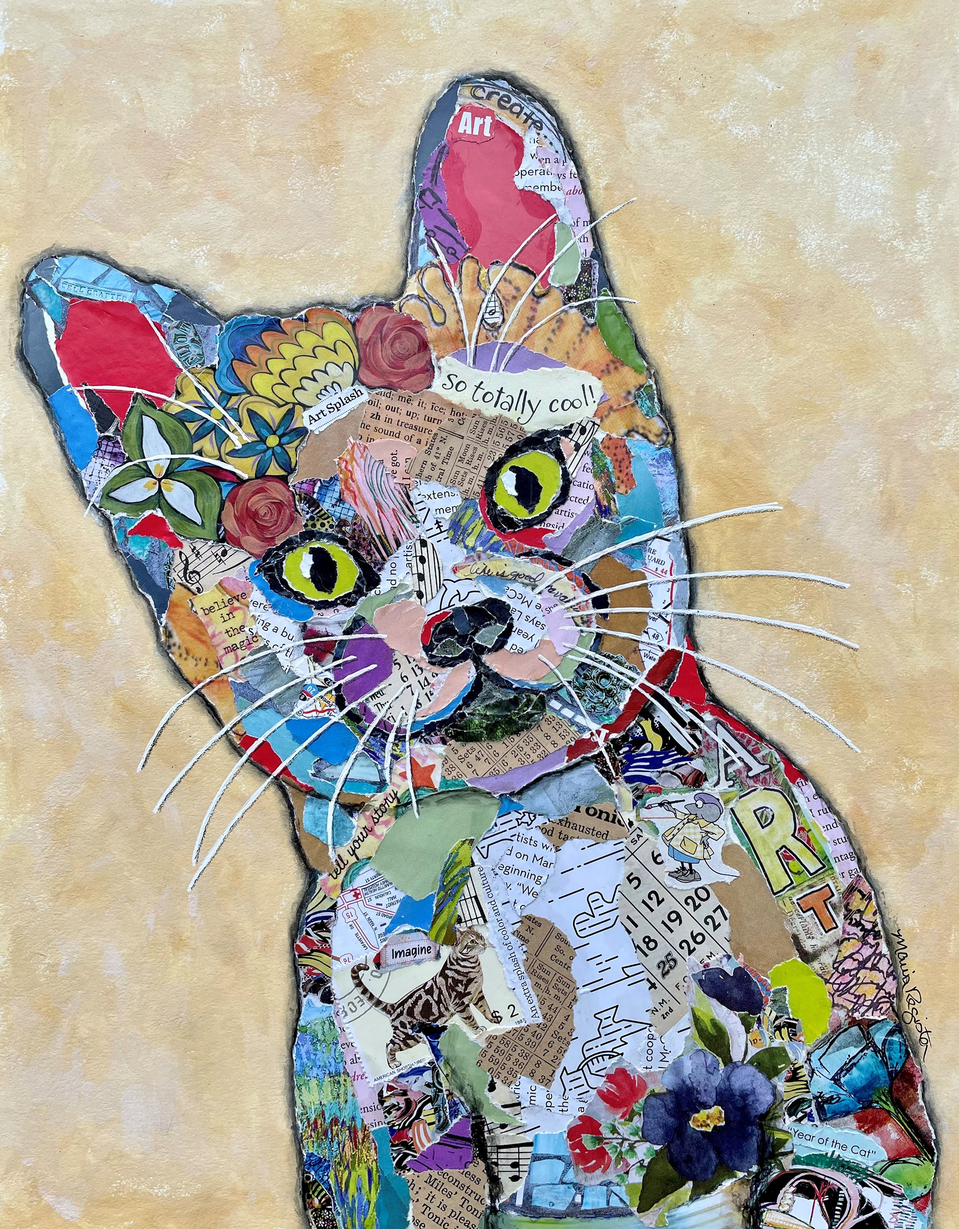 "Maizie" 11"x14" paper collage; available
