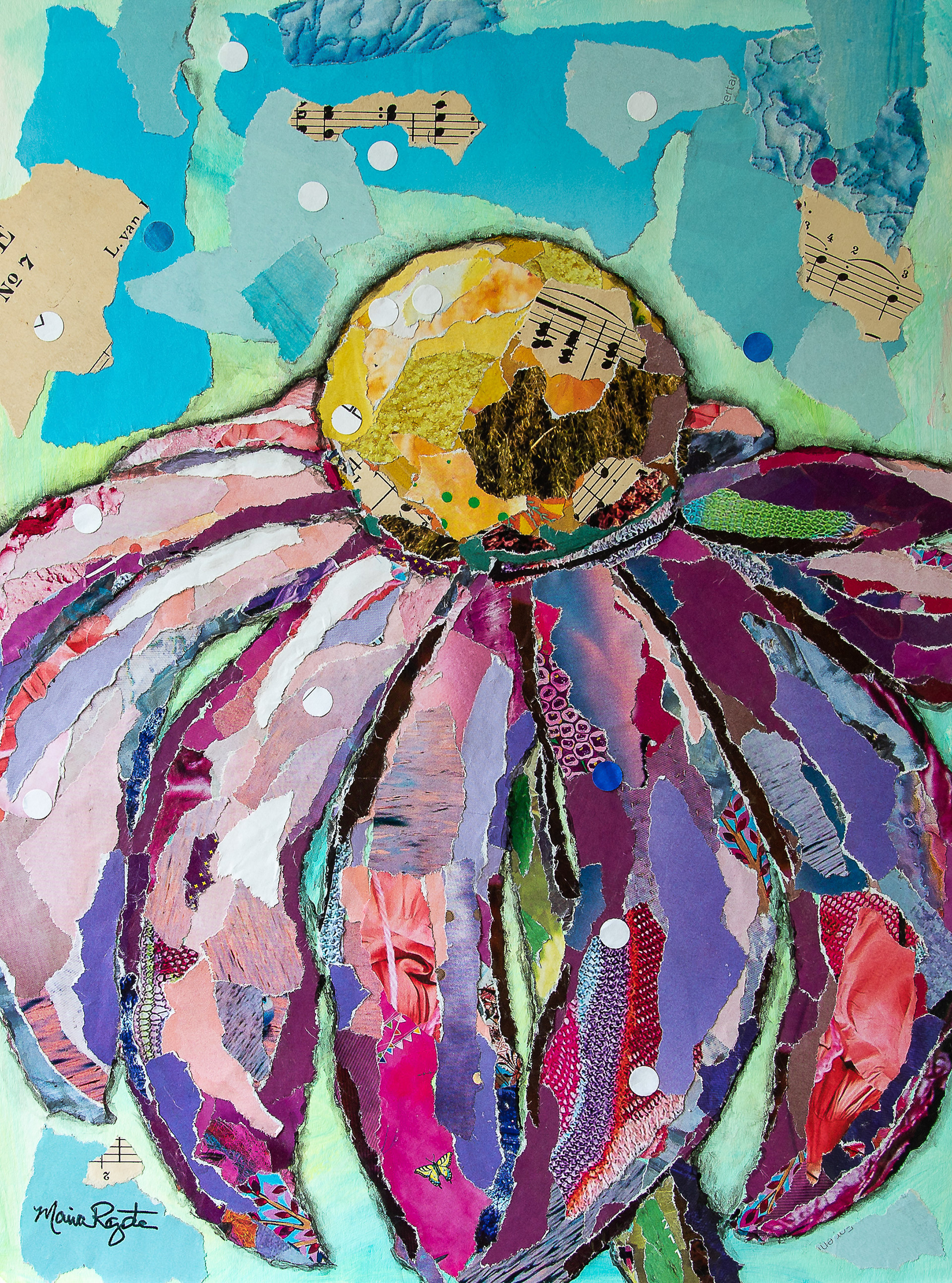 "Pieces of Purple" 11"x14" paper collage; available at Hamilton Williams Gallery