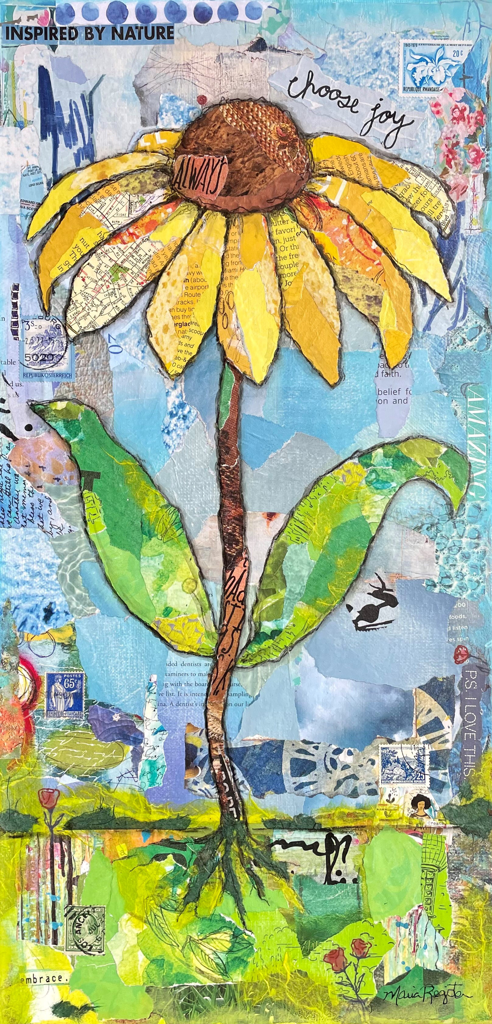 "Choose Joy" 10"x20" paper collage on vanvas;SOLS; prints available