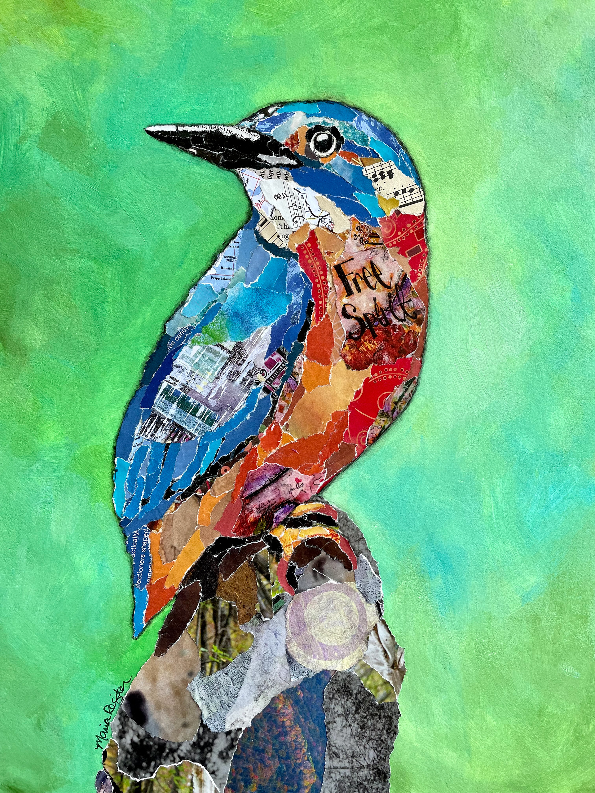 "Free Spirit" 11"x14" paper collage; Available at North Carolina Museum of Art Gallery Store