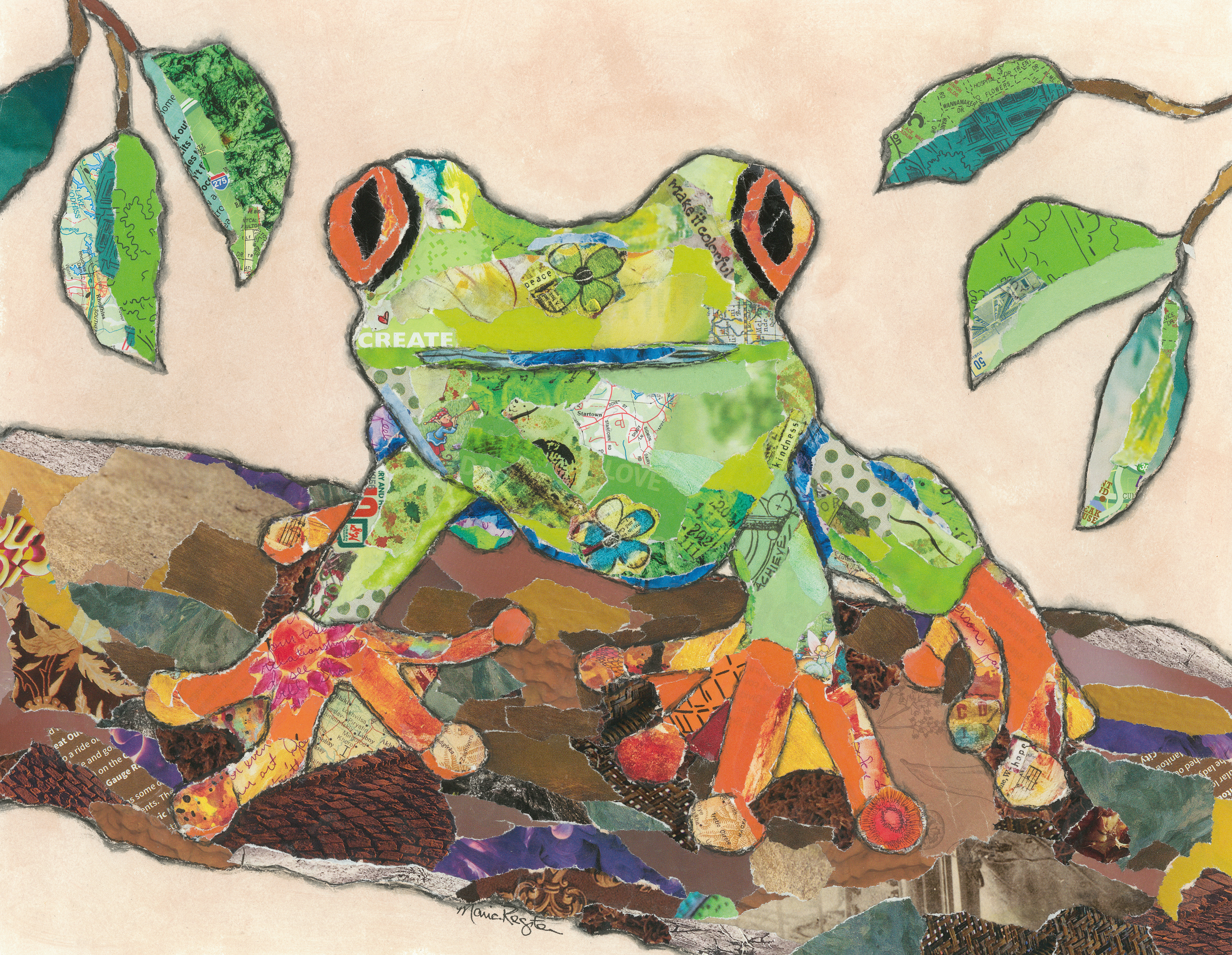 "Wilbur" 11"x14" paper collage; SOLD, prints available
