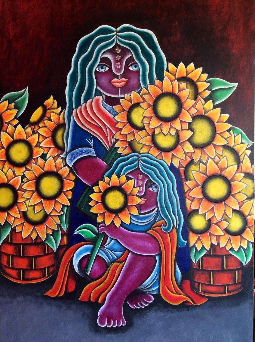Hermanas - acrylics on canvas.