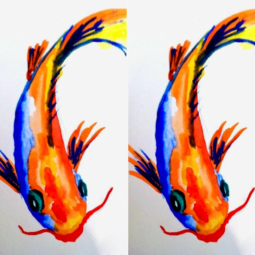 Little Fish - watercolors on paper.