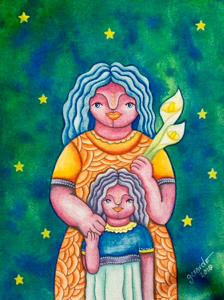 A Mothers Love - watercolors on paper