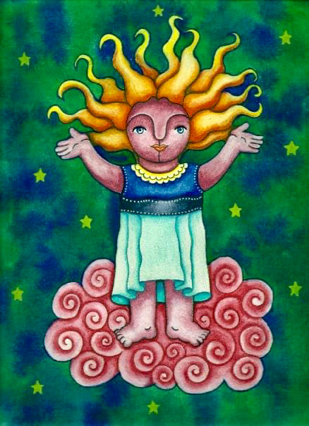 Niña Sola - watercolors on paper.