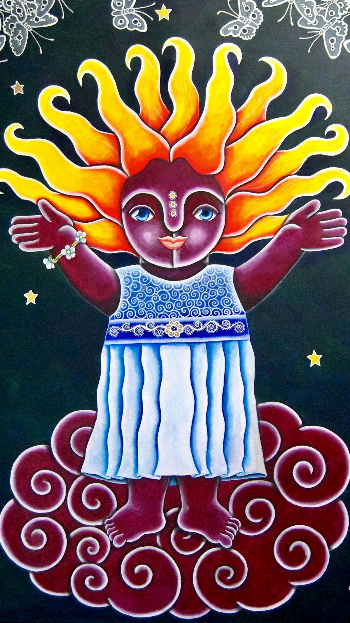 Niña con Mariposas - acrylics on canvas.