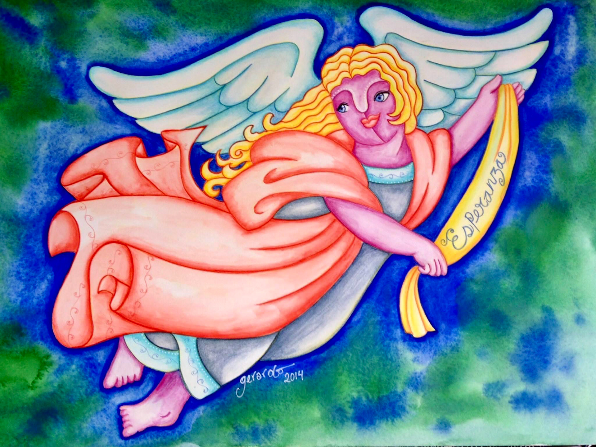 The Angel of Hope - watercolors on paper