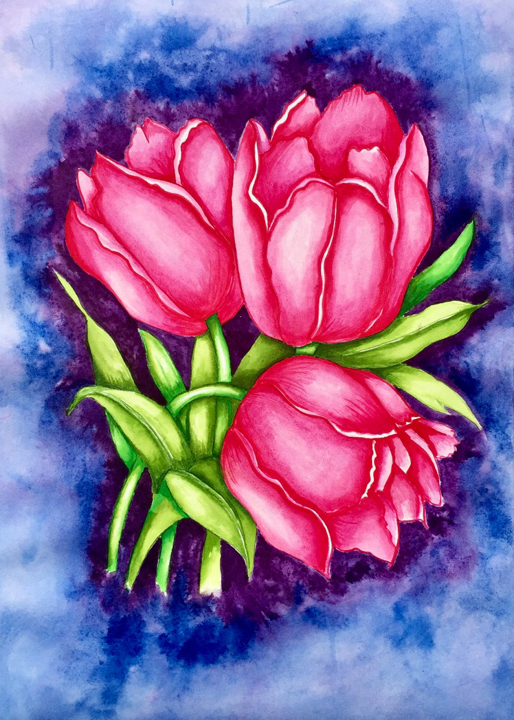 Tulips - watercolors on paper