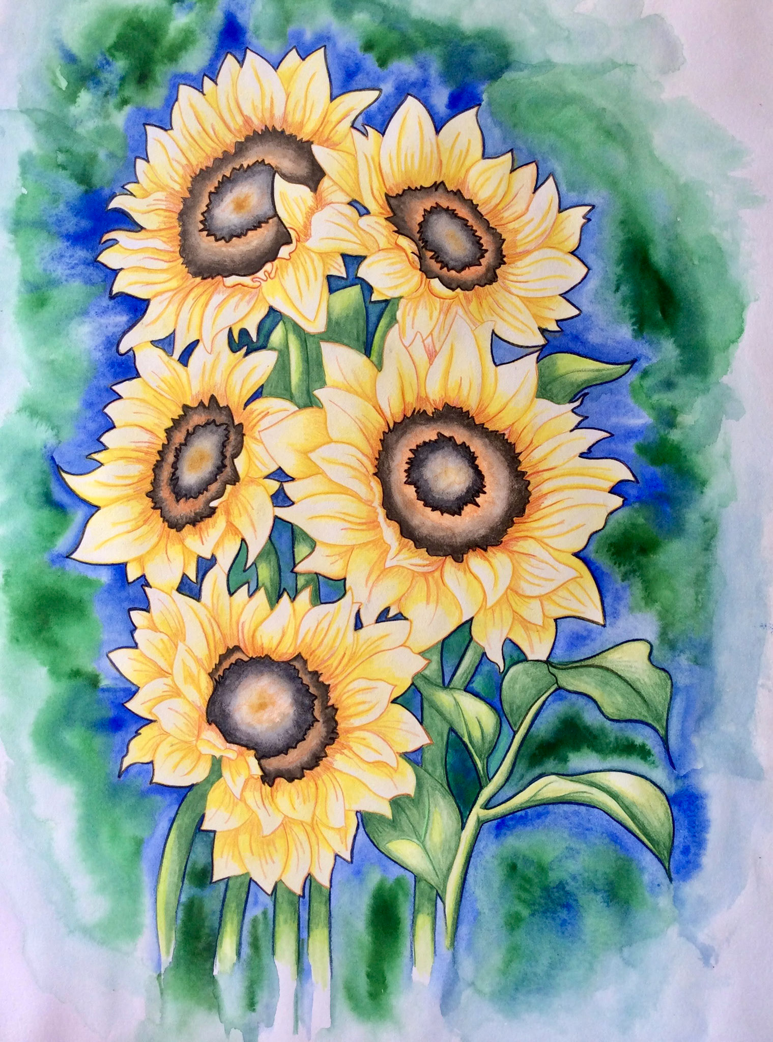 Sunflowers - Watercolors on paper