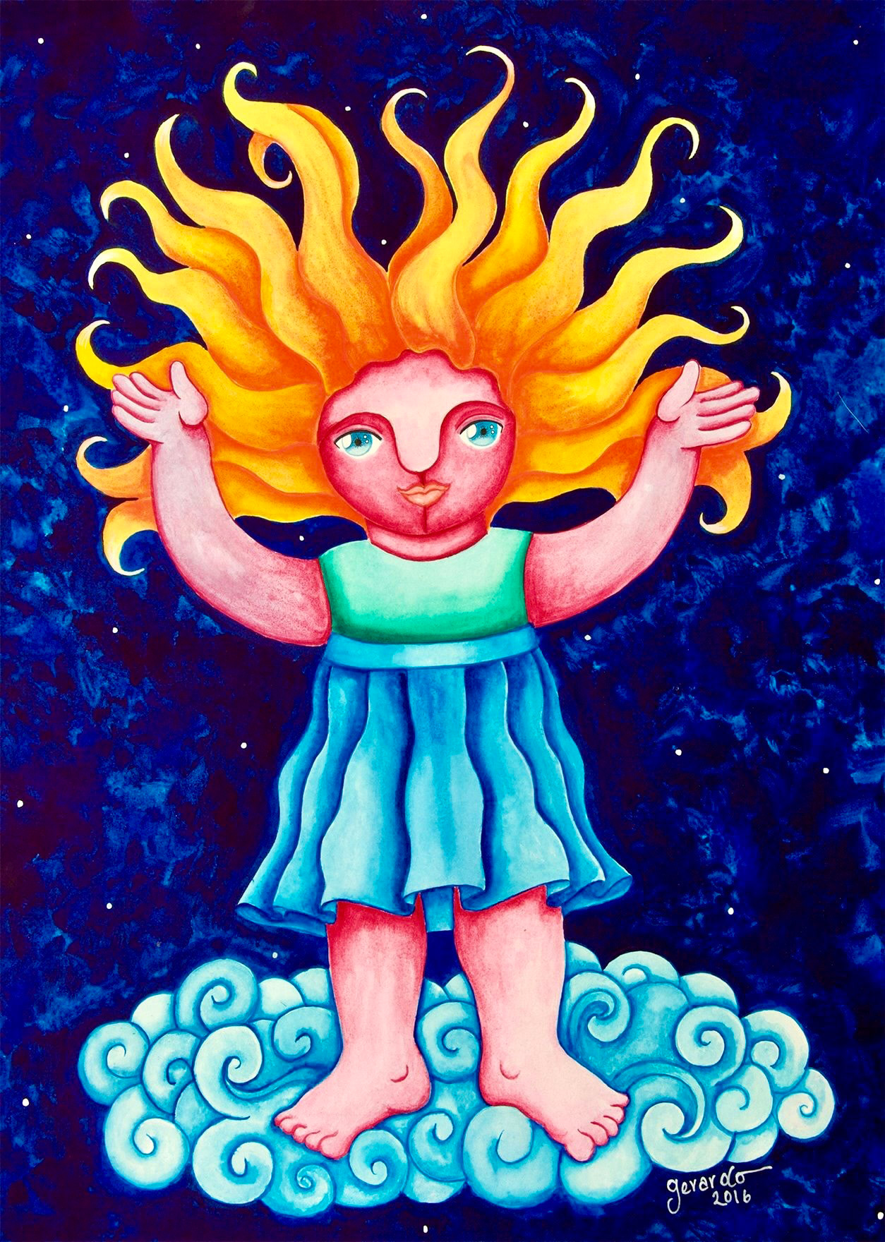 Niña Sola - watercolors on paper.