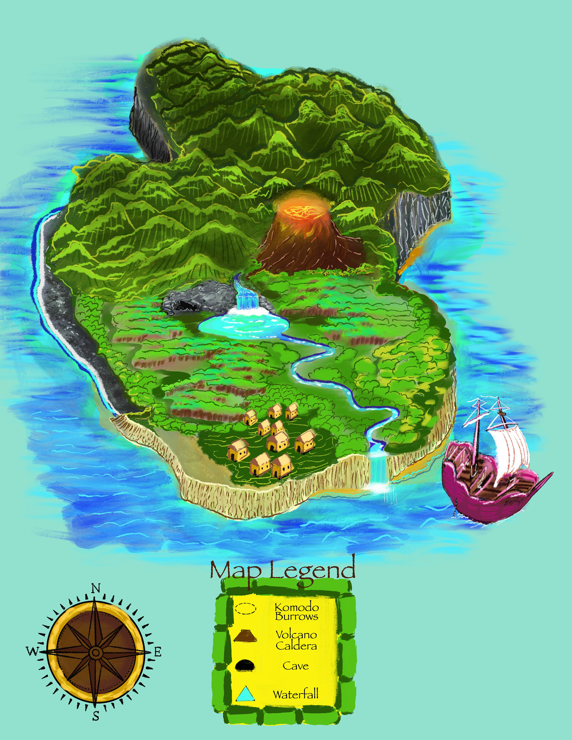 An Illustrated map for a Children’s book. Two different drafts were made.