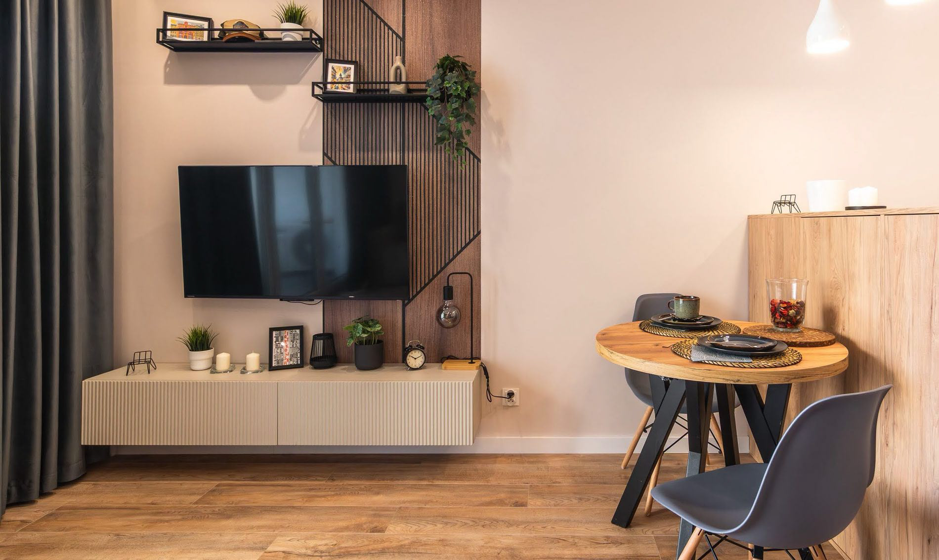 Nowoczesne wnętrze apartamentu w Łodzi – profesjonalna fotografia Airbnb i mieszkań na wynajem