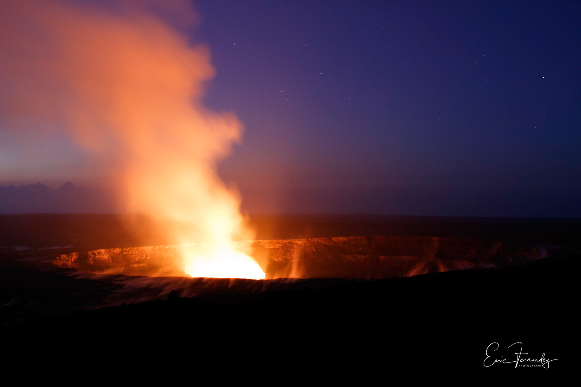 Halemaʻumaʻu Crater is located within the much larger summit caldera of Kīlauea in Hawaii Volcanoes National Park., Hawaii (February 9, 2018).  Early morning view prior to the collapses that roughly doubled the size of the crater after May 3, 2018.