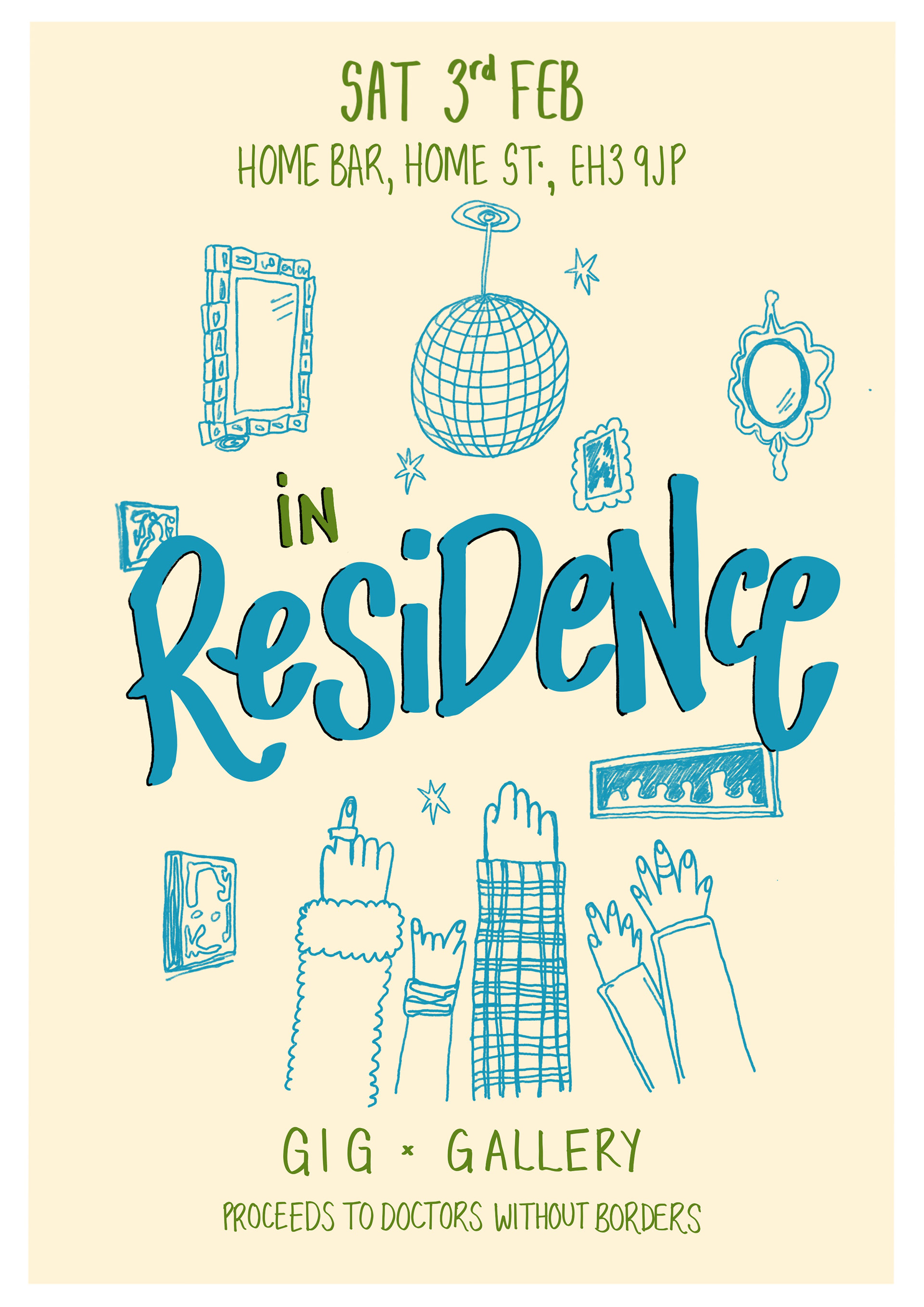 'In Residence' exhibition poster