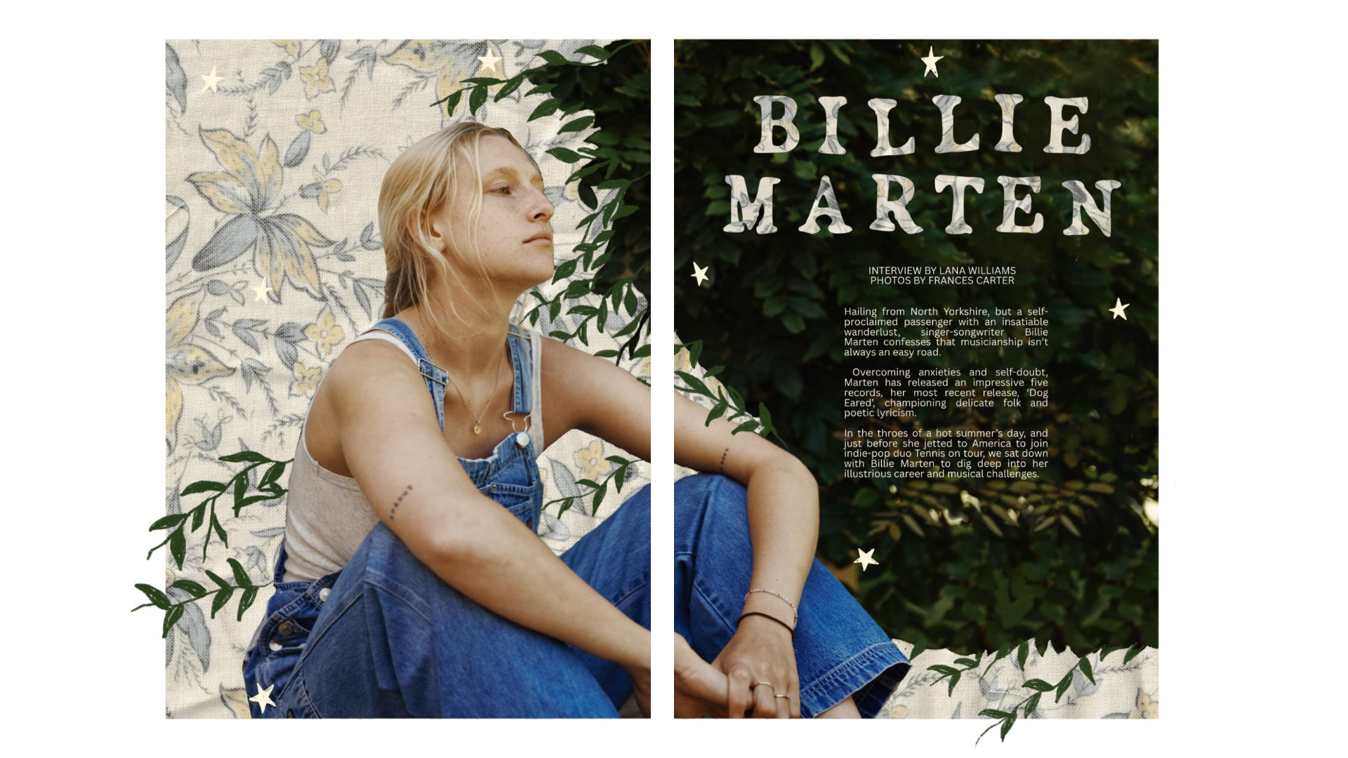 Cover artist interview design for Music Is To Blame: Issue 001