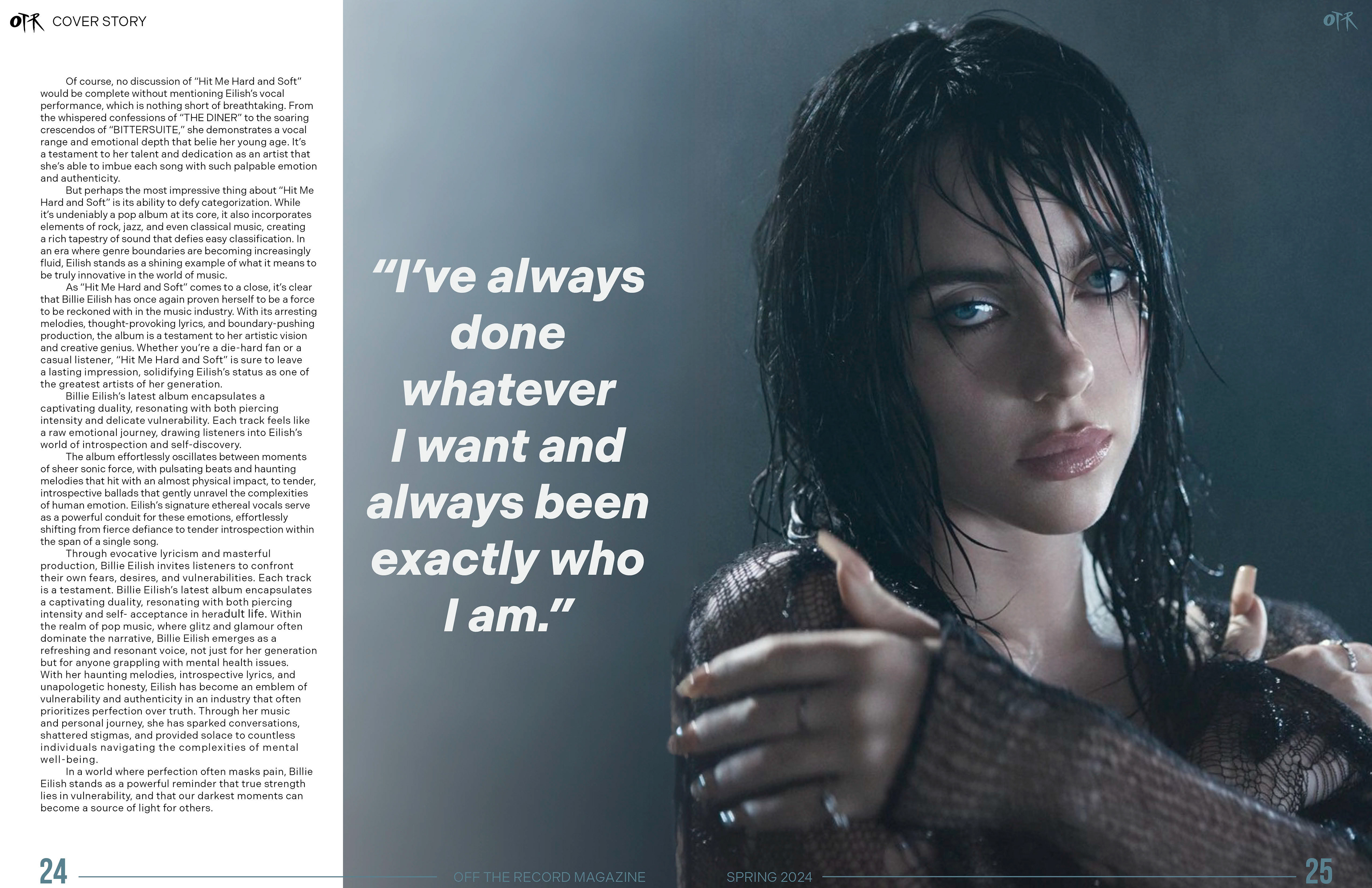 Billie Eilish Feature - article spread