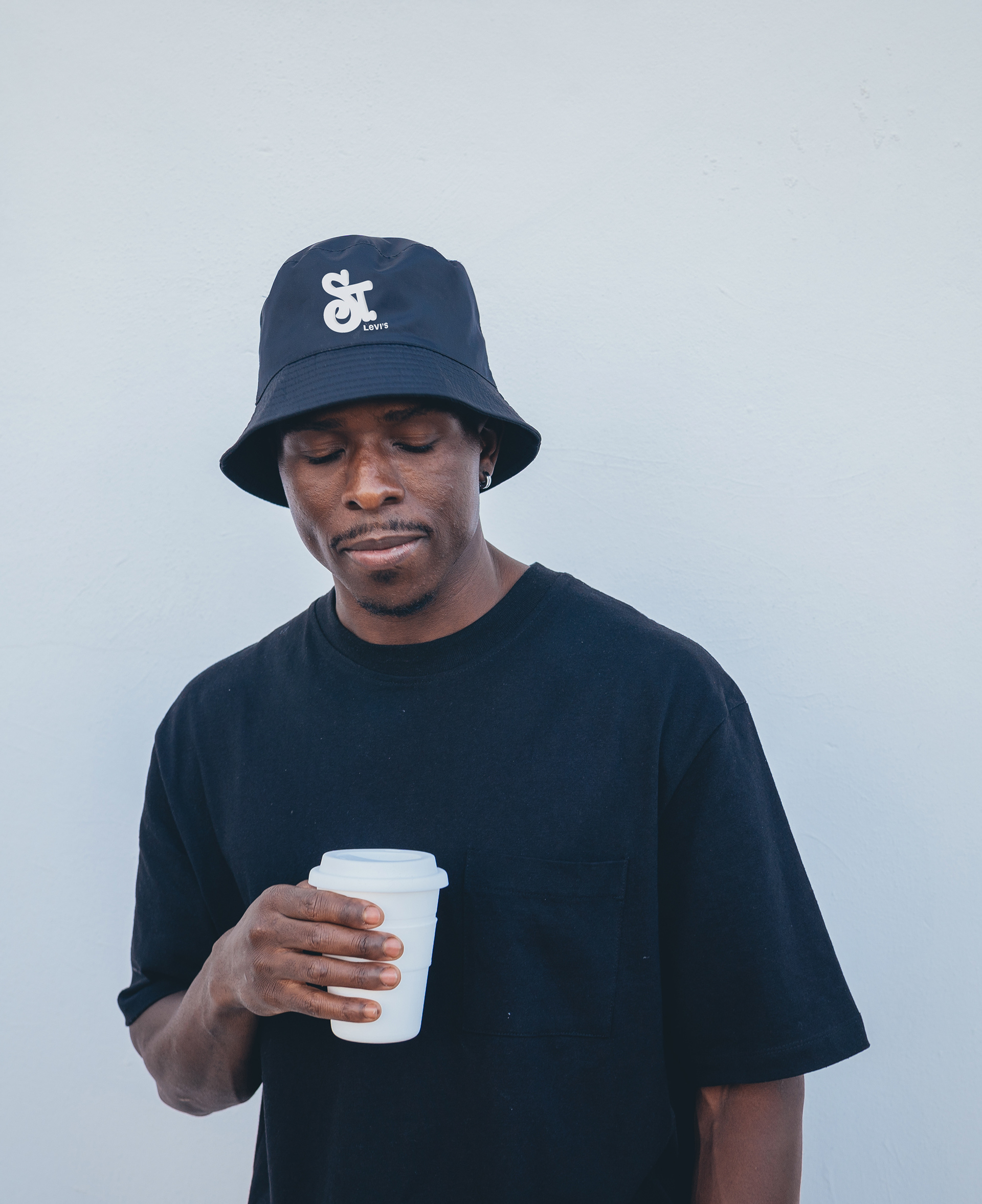 Black bucket hat mockup