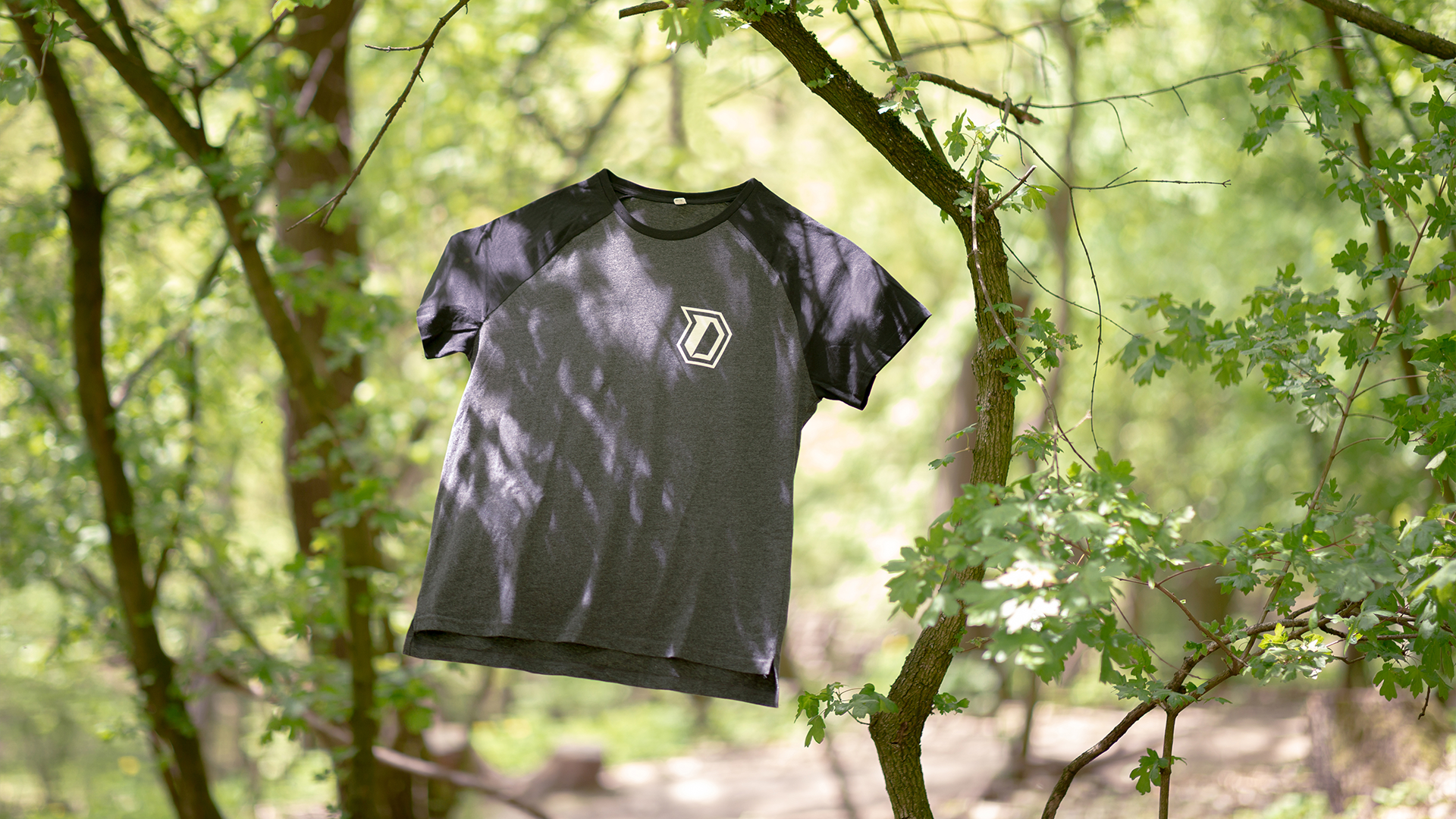 Dirt Omen basic baseball tee with D logo on chest and full logotype on the back