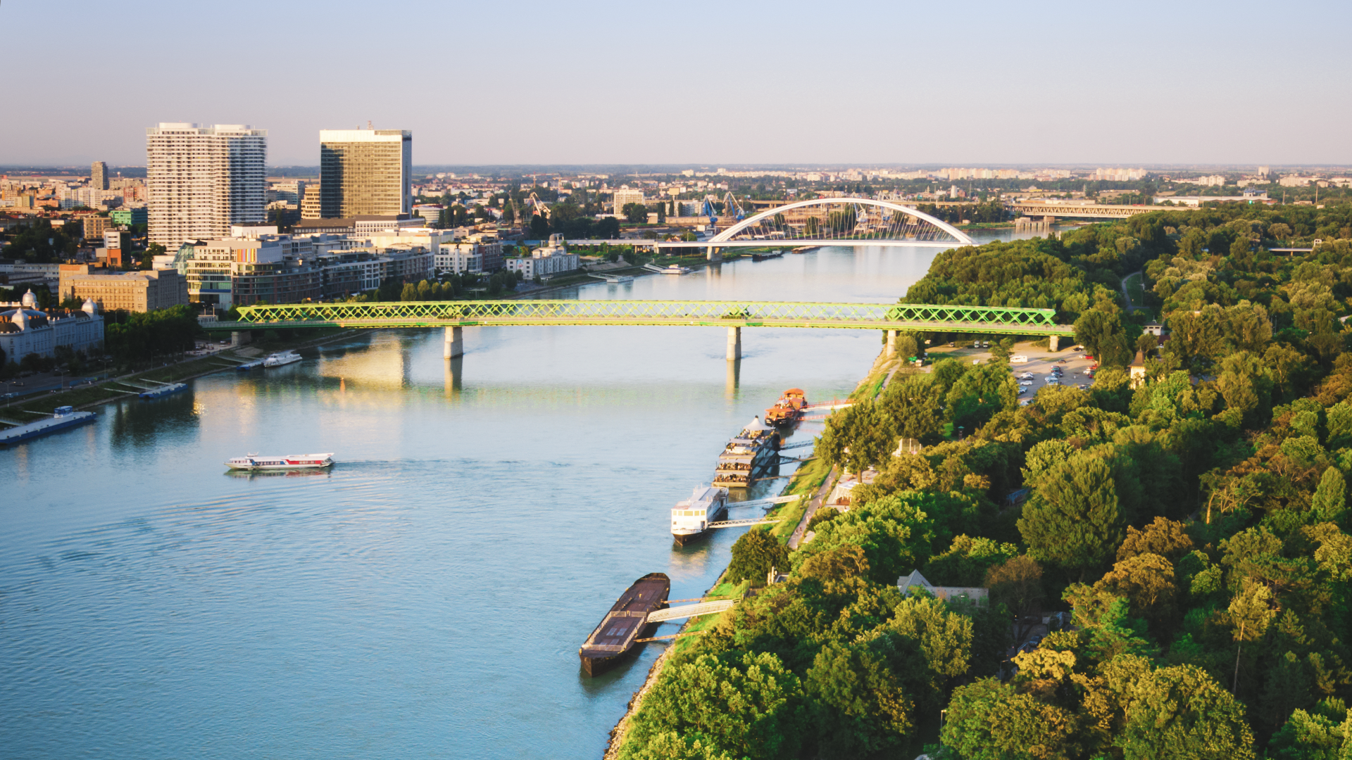 Bratislava the capital of Slovakia, bridges over the Danube river