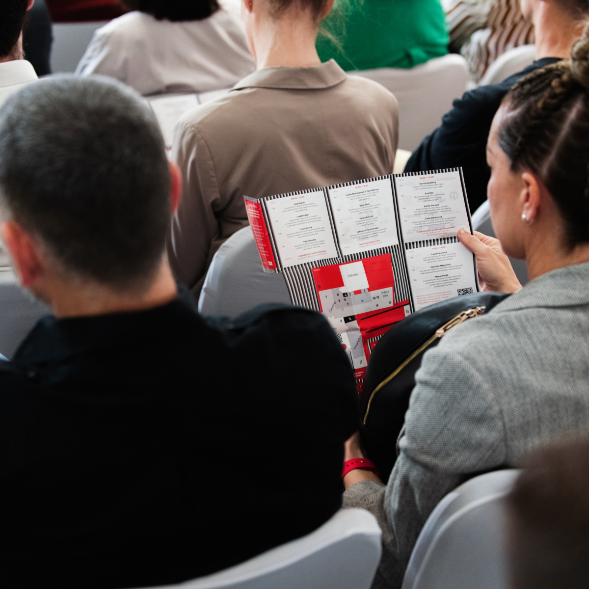 The photo of open brochure for TEDxBratislava 2023 Visual Identity