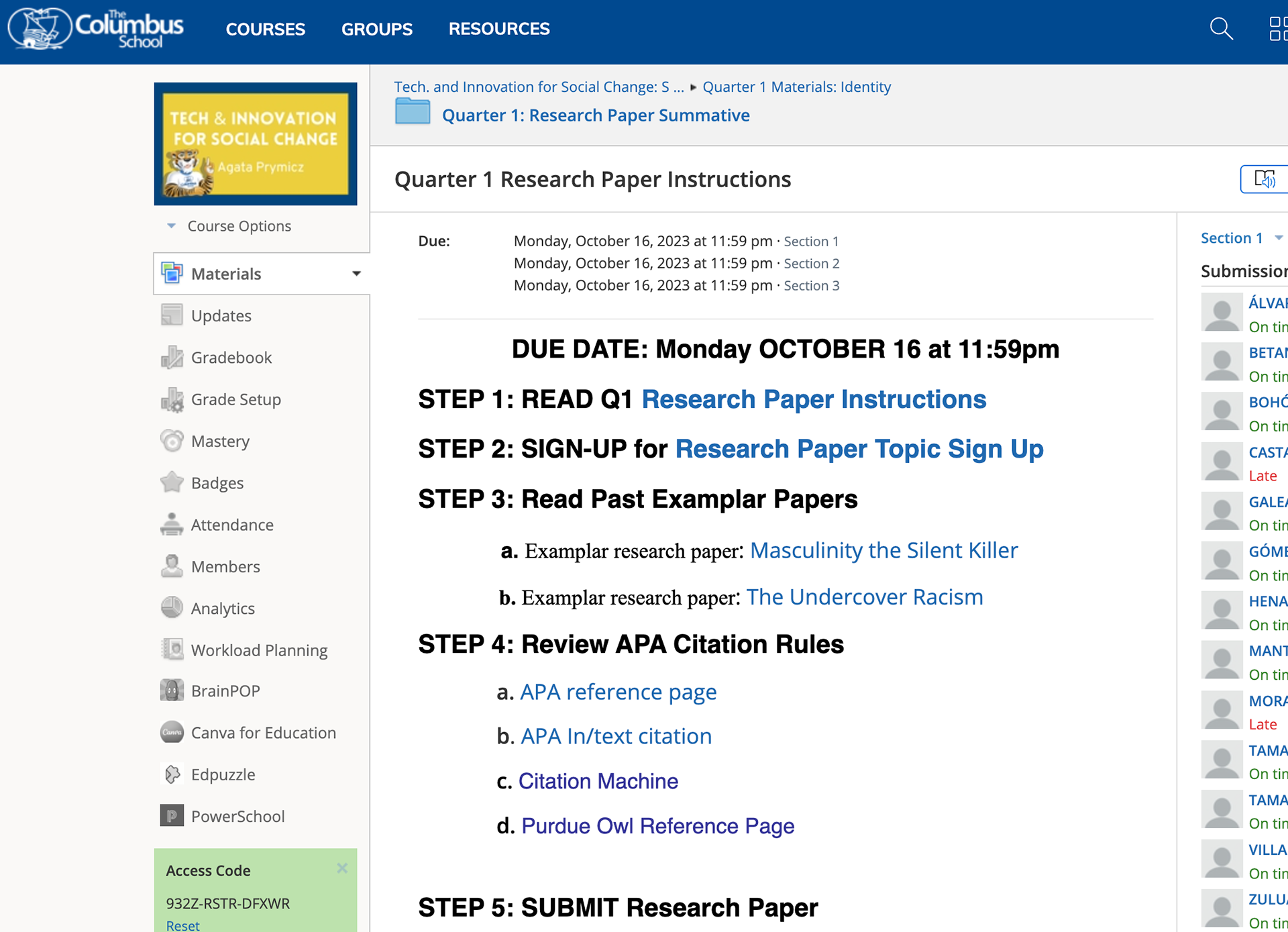 Assessments with linked videos, google slides and docs to clarify instructions.