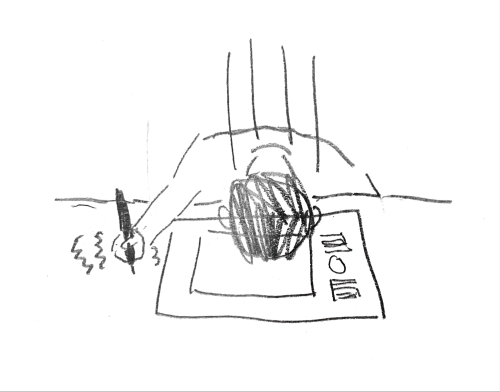 February 17, before I drew my last panel: “portrait of the artist as a shadow of his former self” (referencing Kerry James Marshall)