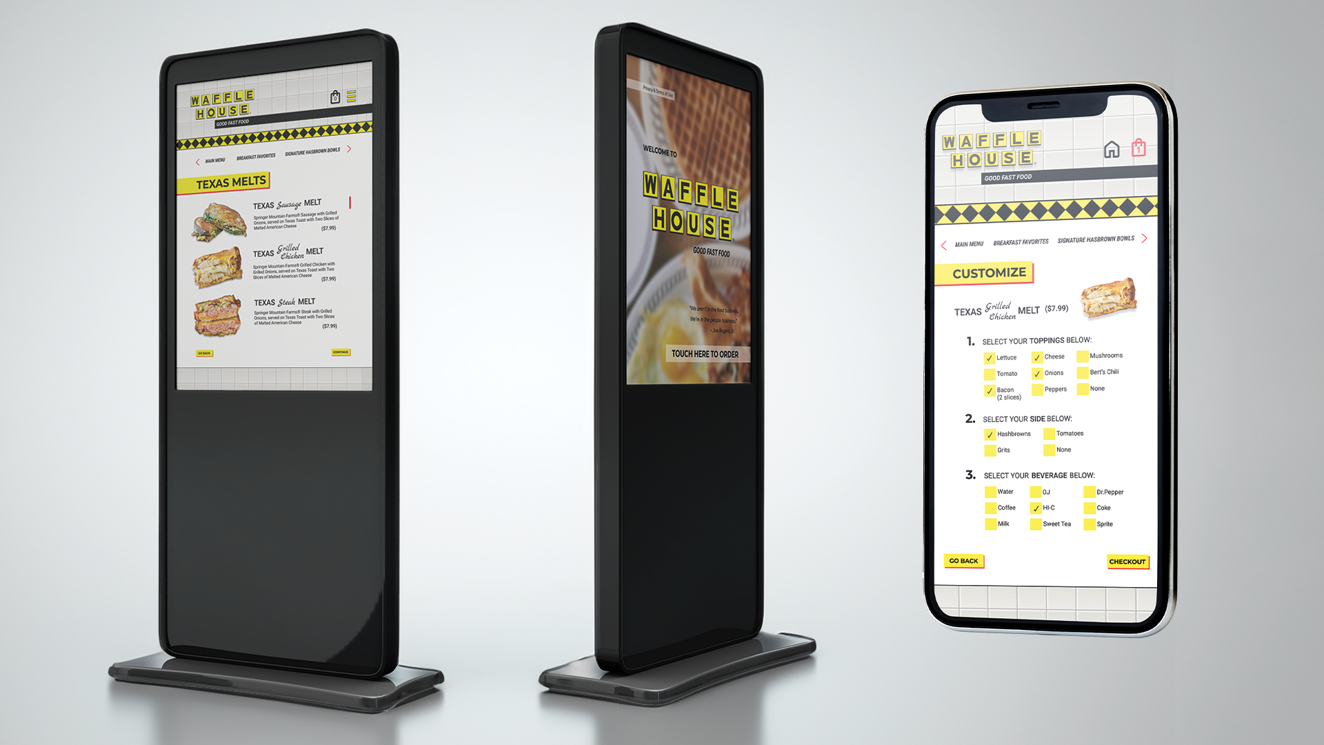The “Waffle House Menu” is a digital, stand up kiosk and app design for a prototype of a fast food menu. It follows the company’s brand guidelines while being easily readable yet itcing. Digital Ad Display. Spring 2023. 