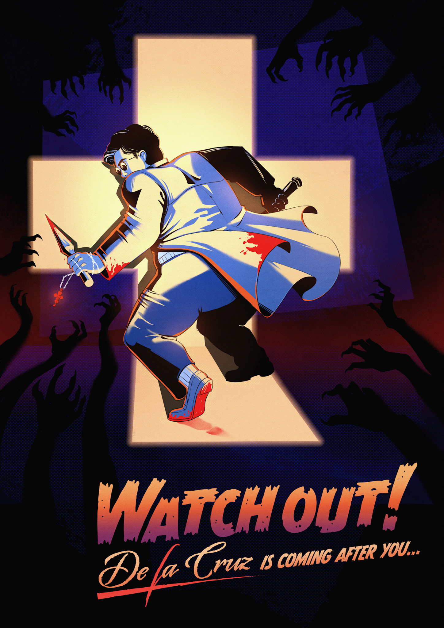 A spooky Halloween illustration of Guillermo de la Cruz from 'What We Do in the Shadows'.