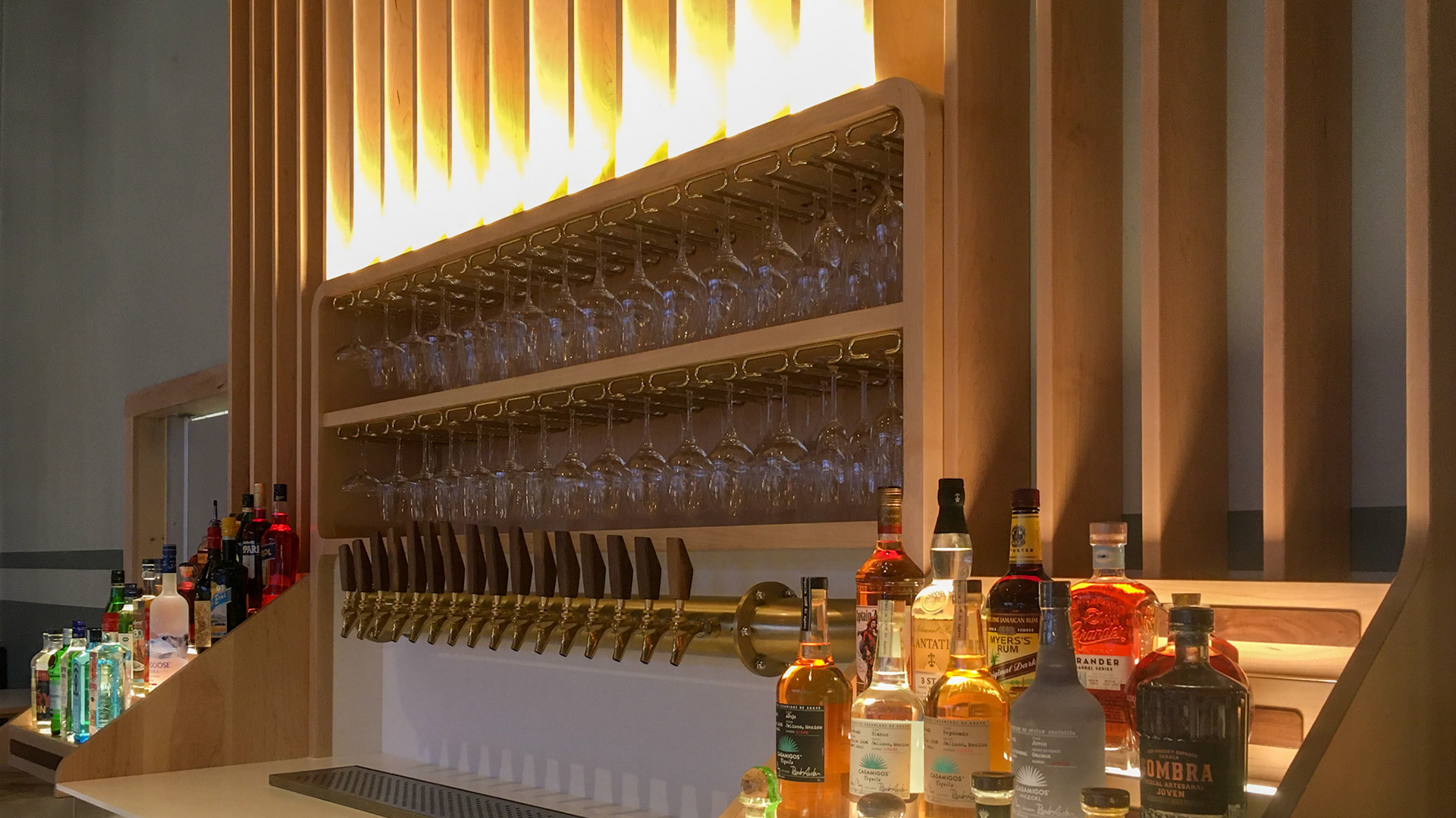 lighted bottle shelving