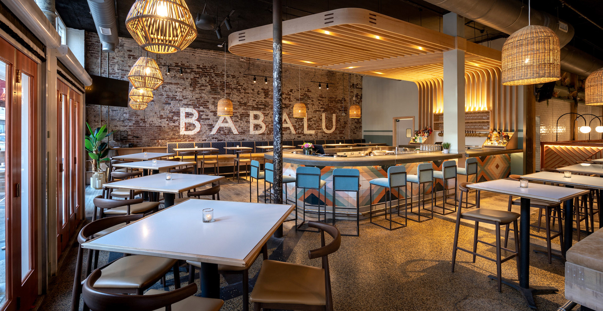 cantilever hard maple bar installation and tabletops